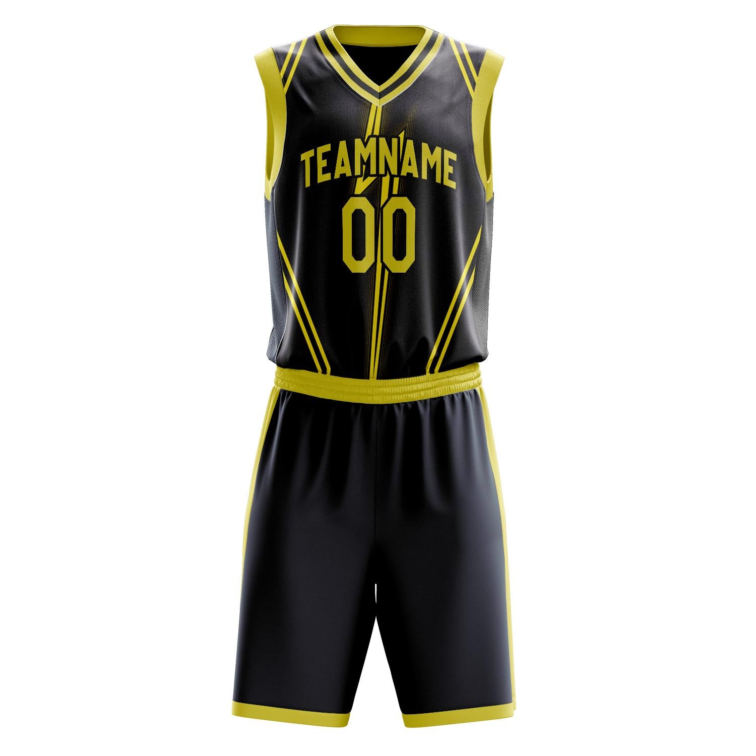 Custom Professional Black Gold Basketball Jersey Set