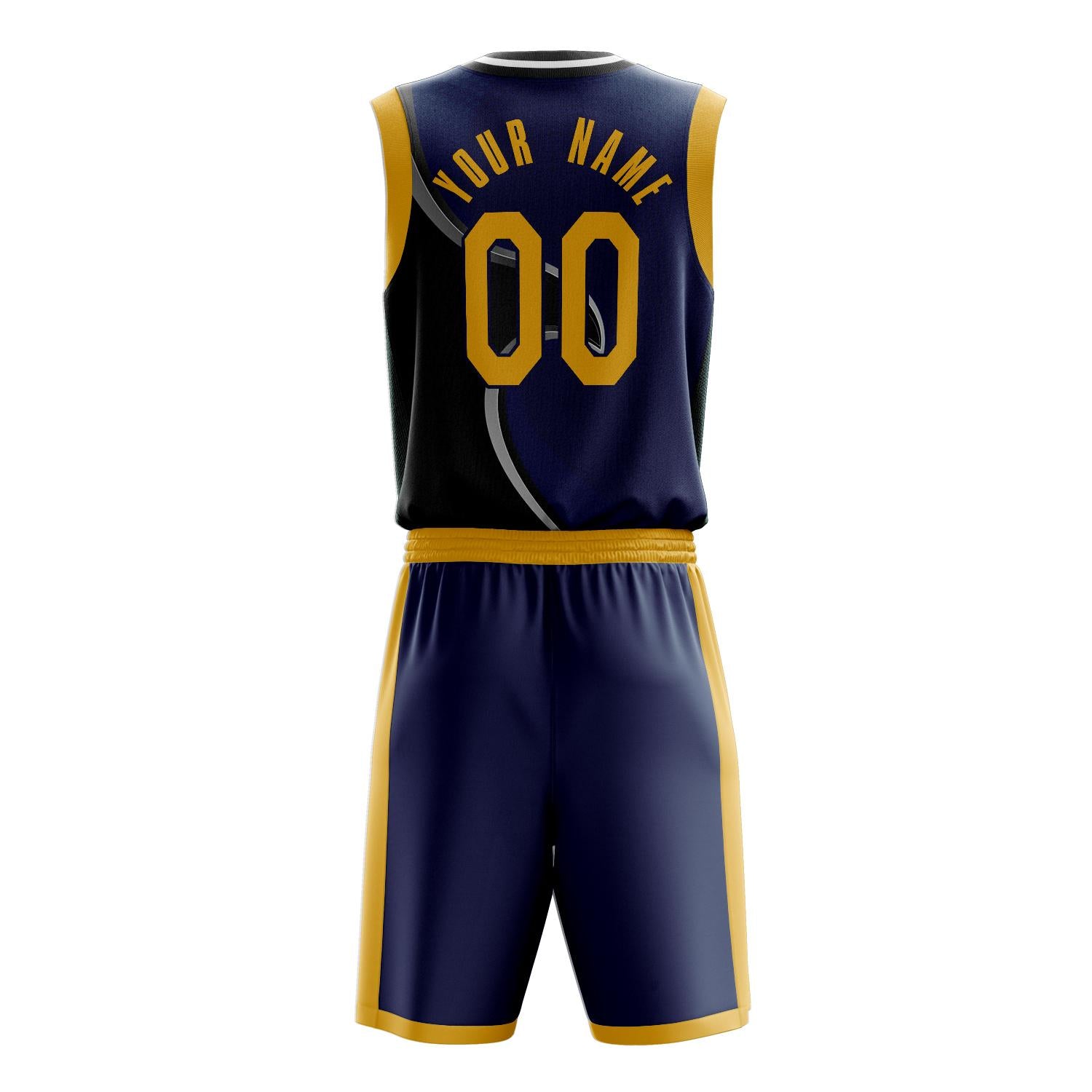 Benutzerdefiniertes Professionelles Schwarz Marineblau Basketballtrikot-Set