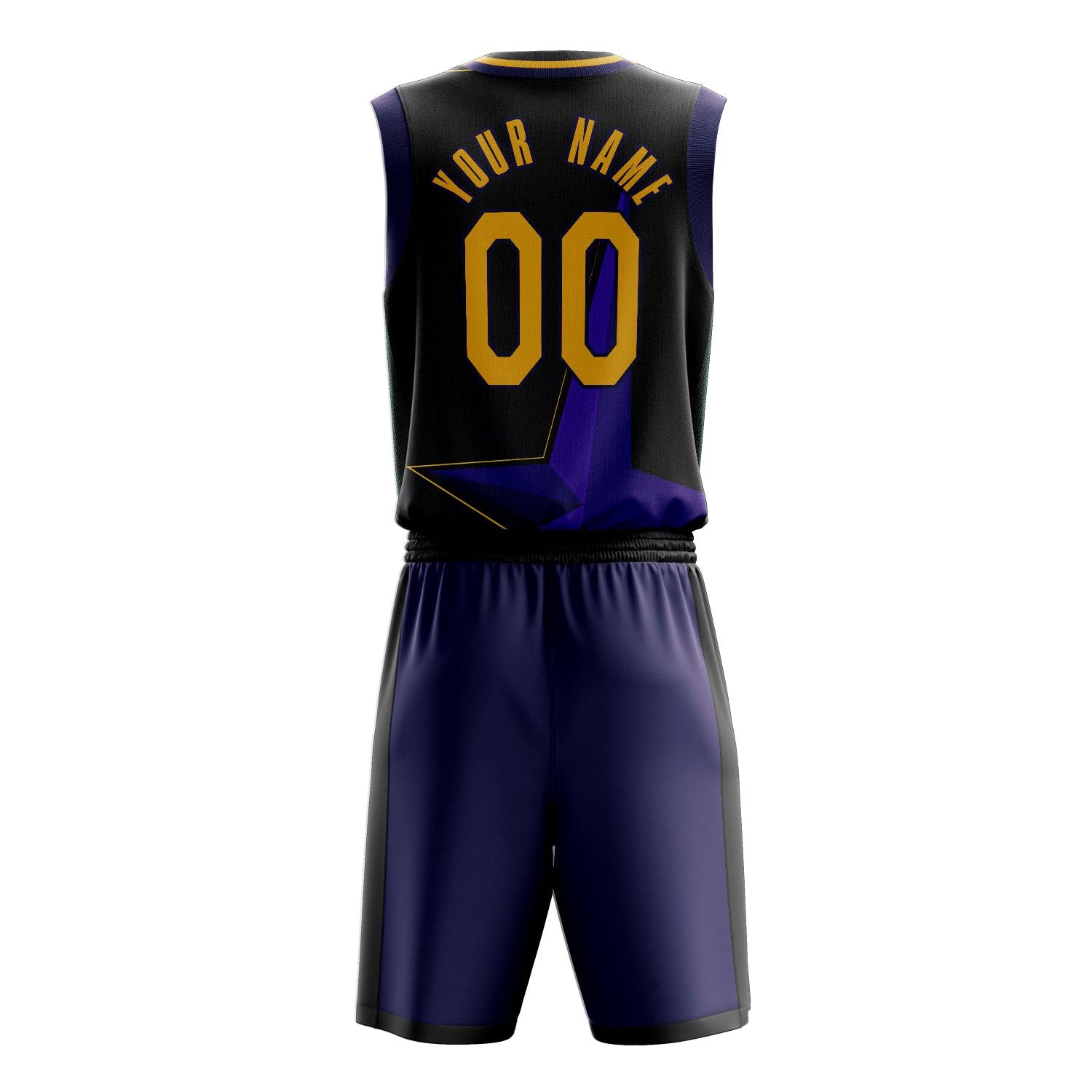Benutzerdefiniertes Professionelles Schwarz Lila Basketballtrikot-Set