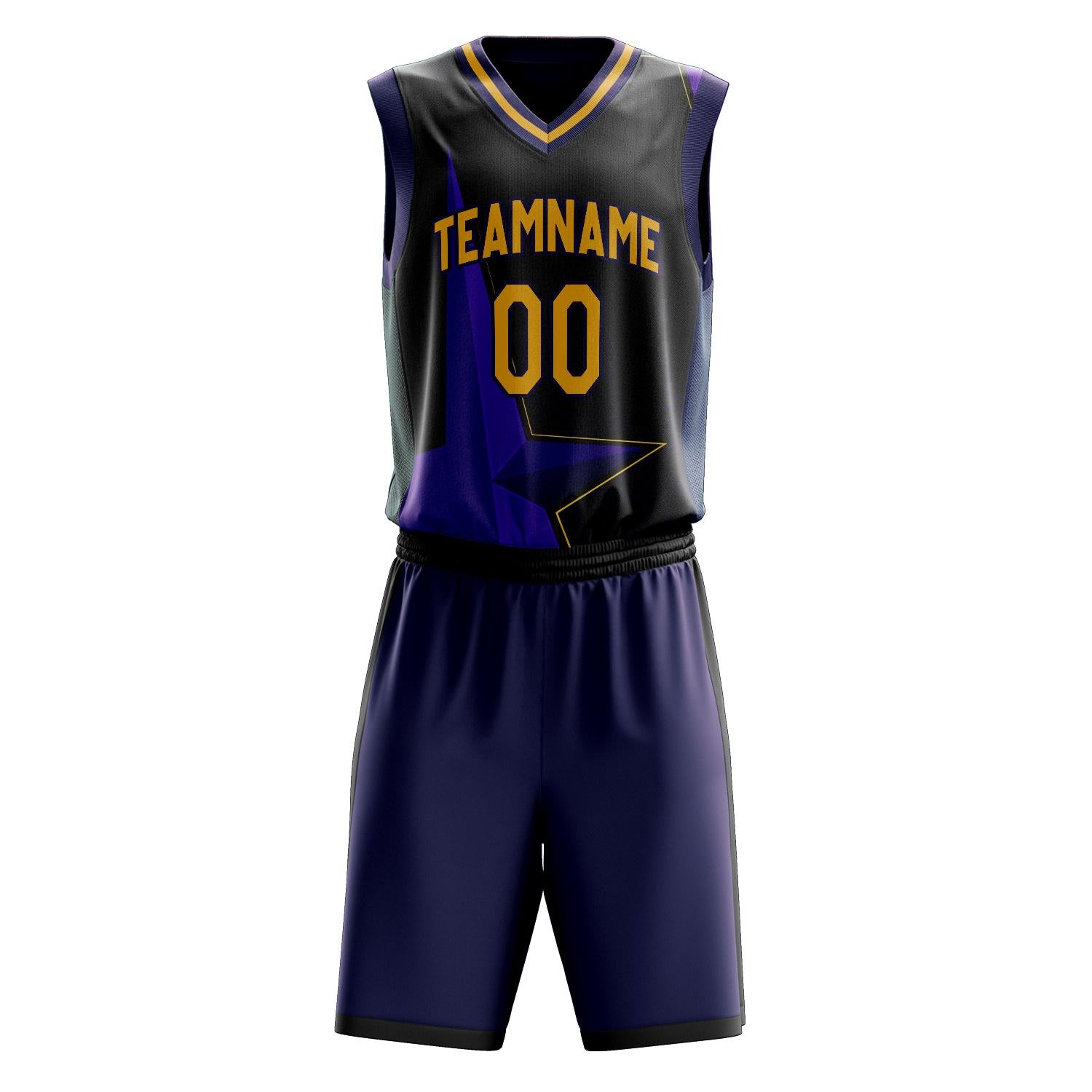 Custom Professional Black Purple Basketball Jersey Set