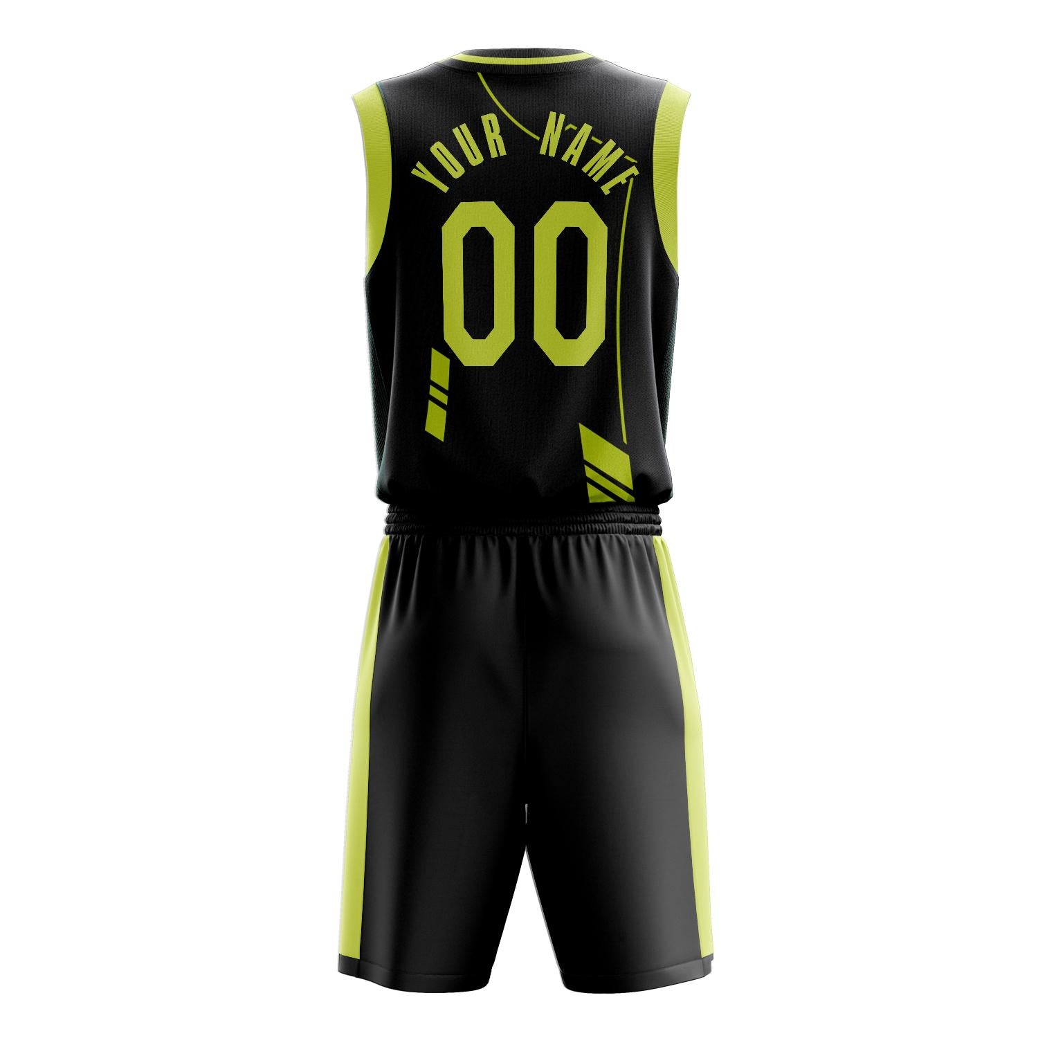 Benutzerdefiniertes Professionelles Schwarz Neon Gelb Basketballtrikot-Set