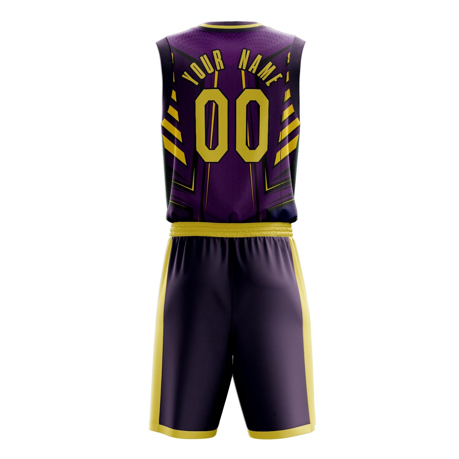 Benutzerdefiniertes Professionelles Lila Gold Basketballtrikot-Set