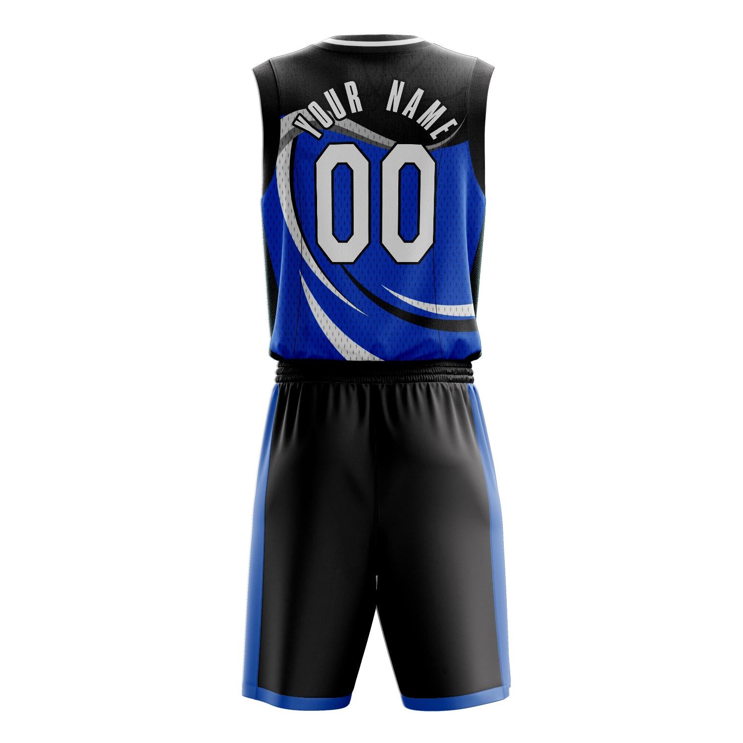 Benutzerdefiniertes Professionelles Blau Schwarz Basketballtrikot-Set