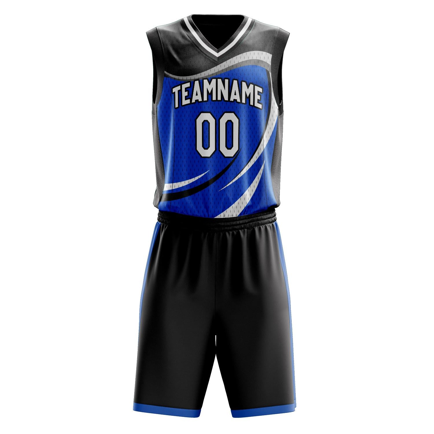 Custom Professional Blue Black Basketball Jersey Set