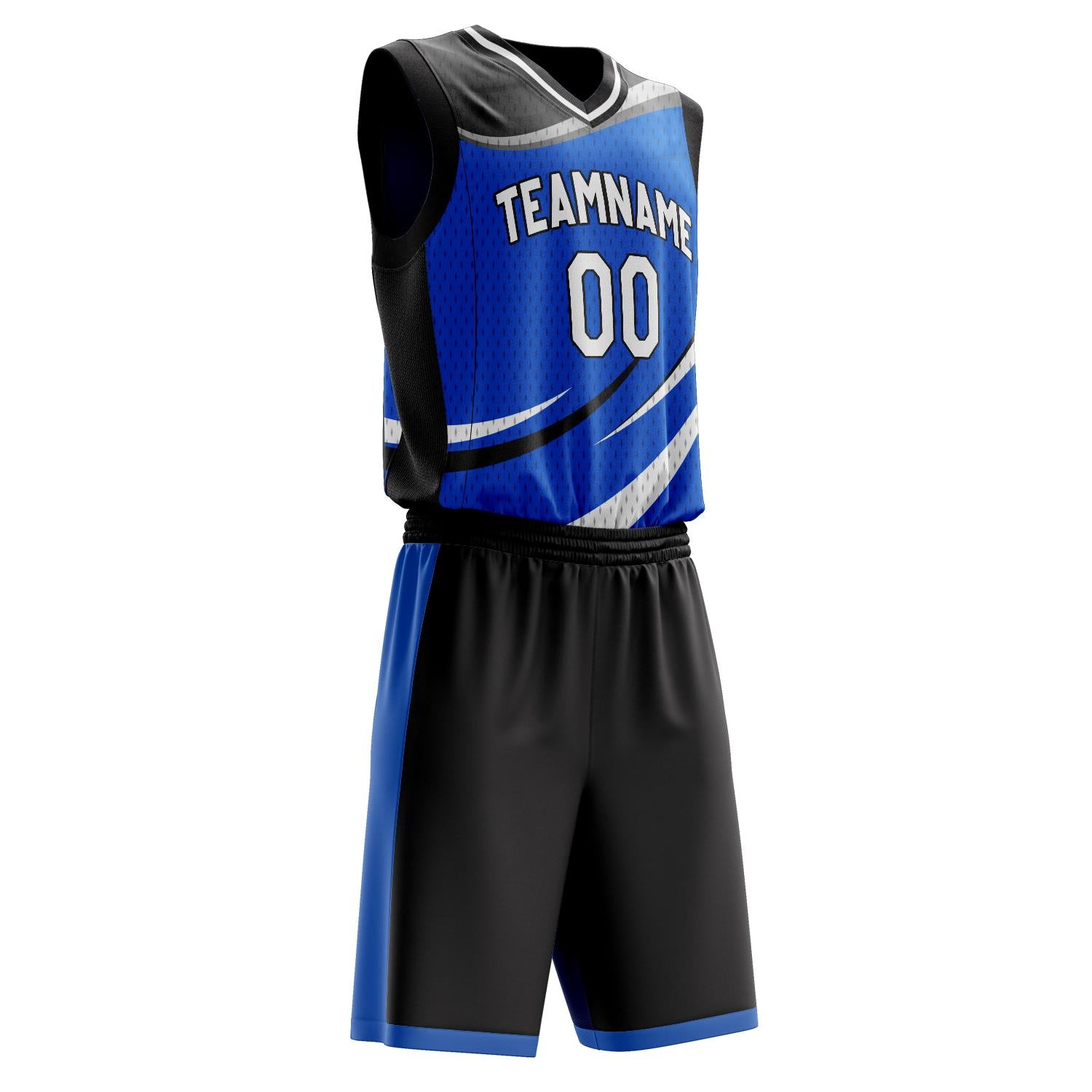 Benutzerdefiniertes Professionelles Blau Schwarz Basketballtrikot-Set