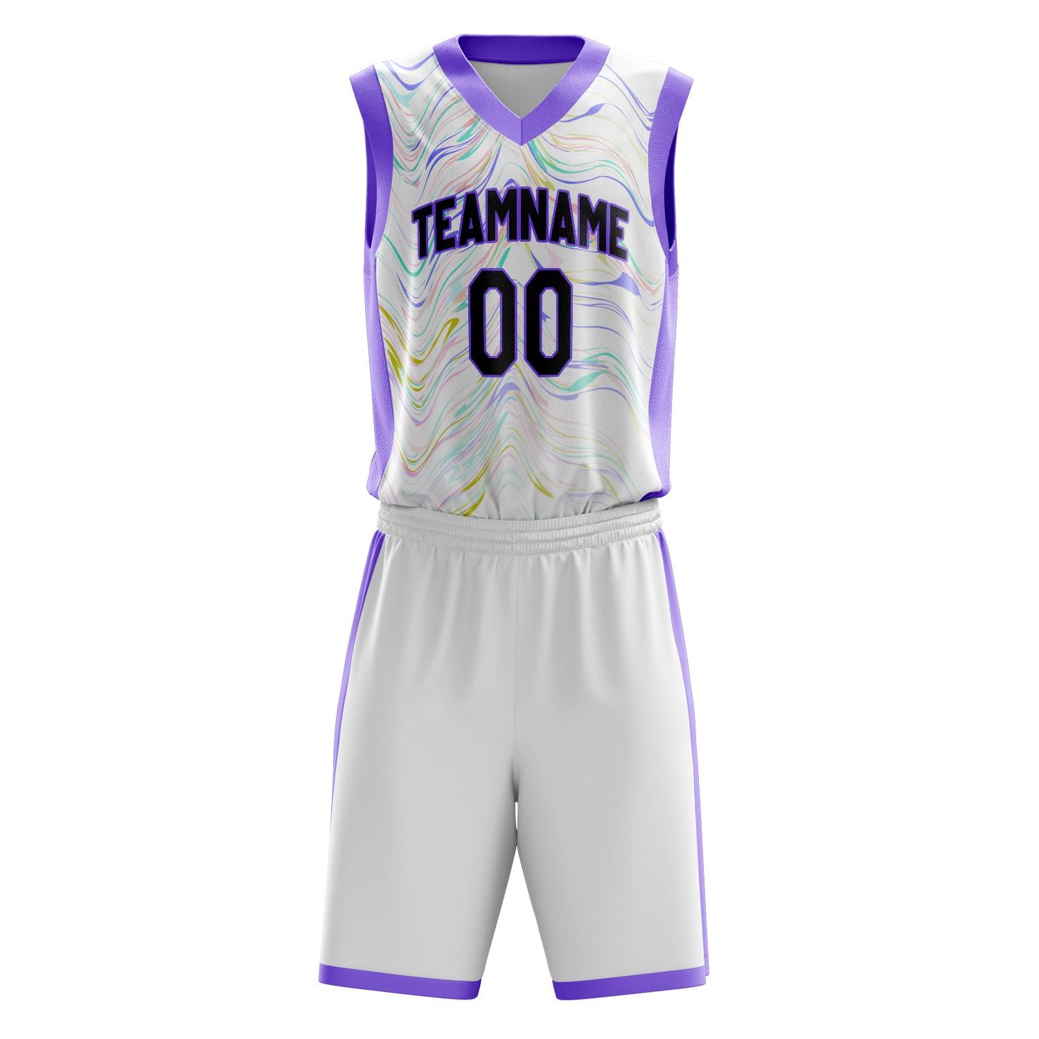 Custom Professional White Purple Basketball Jersey Set