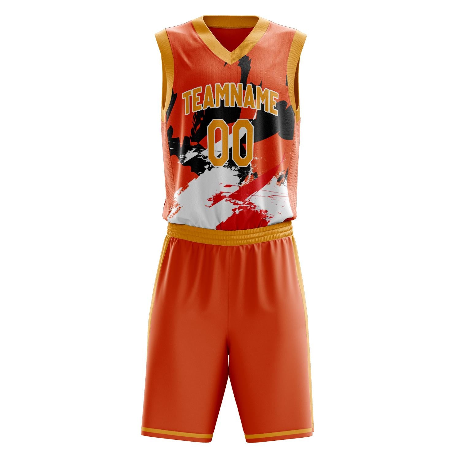 Custom Professional Orange White Basketball Jersey Set