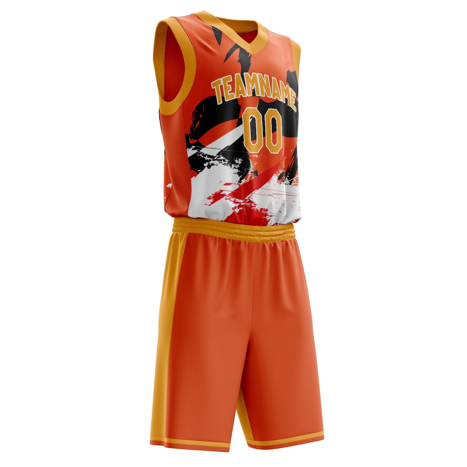 Benutzerdefiniertes Professionelles Orange Weiß Basketballtrikot-Set