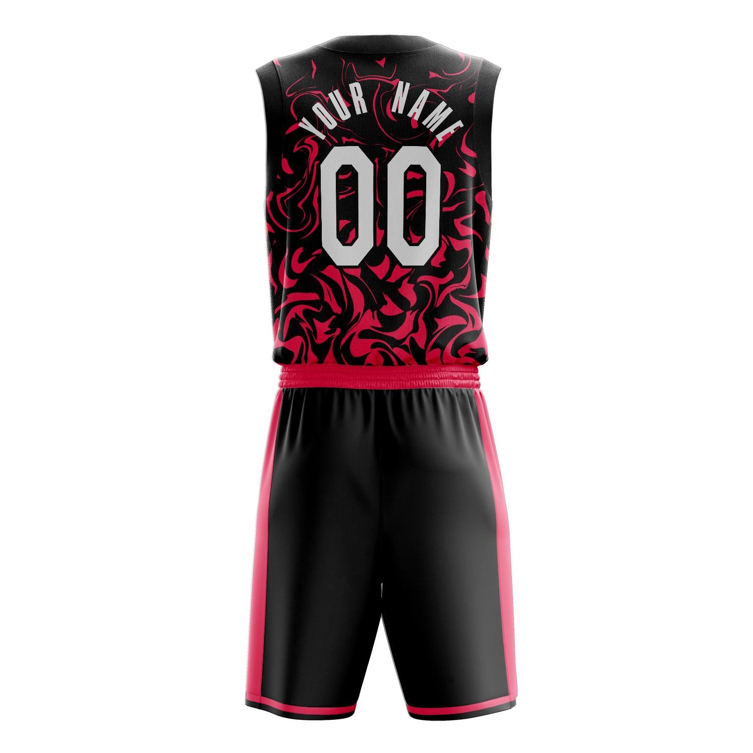 Benutzerdefiniertes Professionelles Schwarz Rot Basketballtrikot-Set