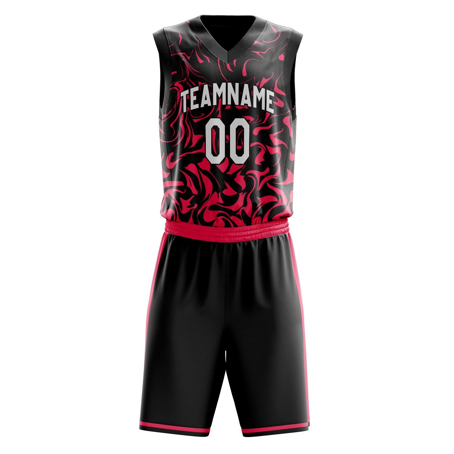 Custom Professional Black Red Basketball Jersey Set