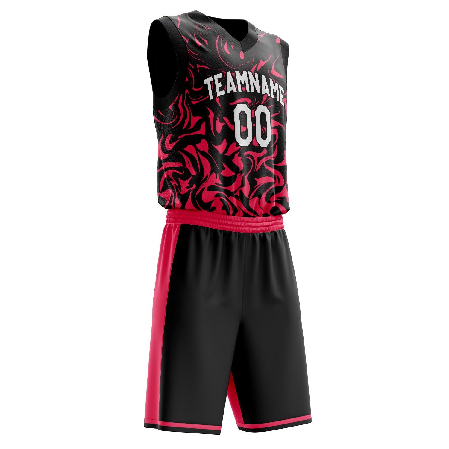 Benutzerdefiniertes Professionelles Schwarz Rot Basketballtrikot-Set