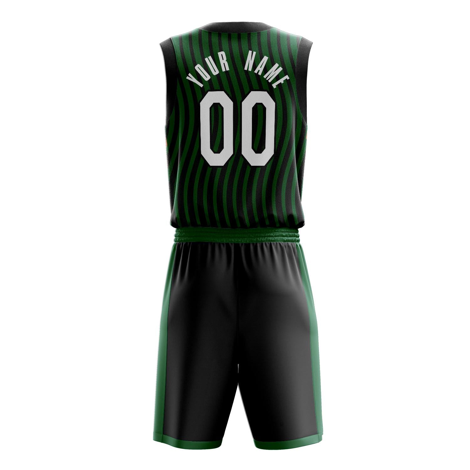 Custom Professional Black Kelly Green Basketball Jersey Set
