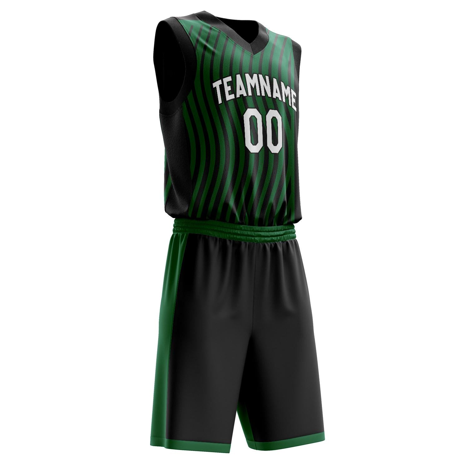 Custom Professional Black Kelly Green Basketball Jersey Set