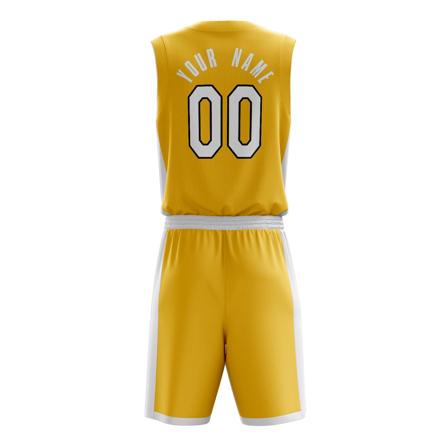 Custom Professional Gold White Basketball Jersey Set