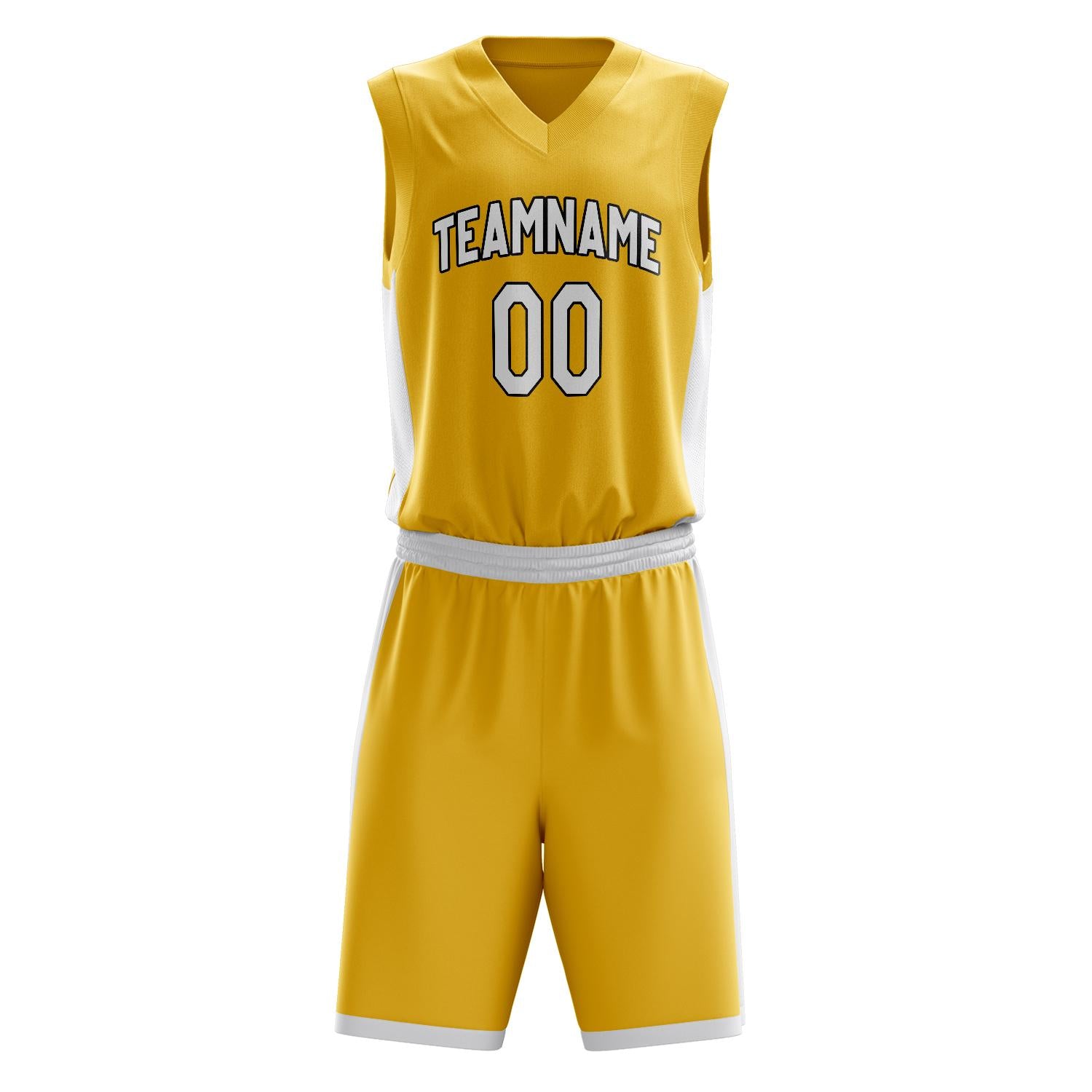 Custom Professional Gold White Basketball Jersey Set
