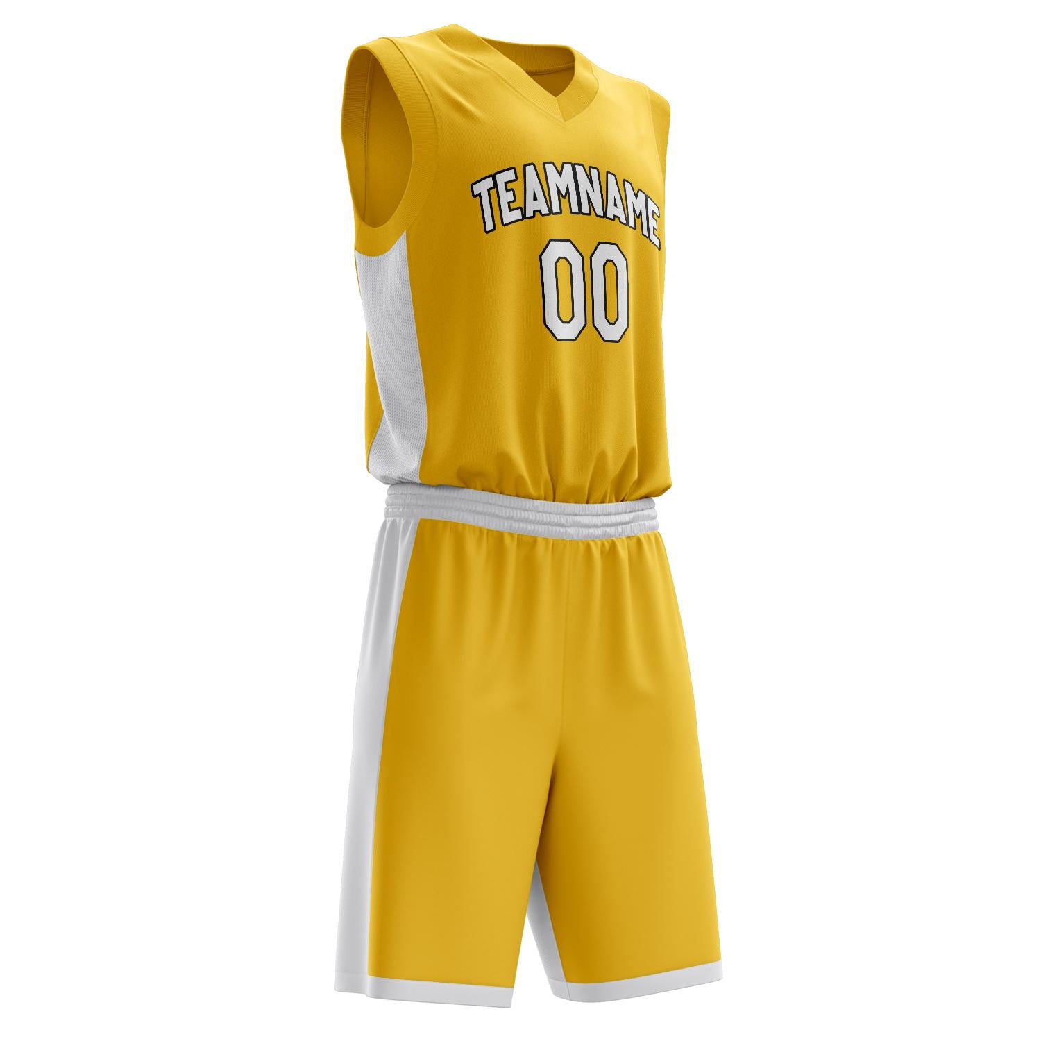 Custom Professional Gold White Basketball Jersey Set