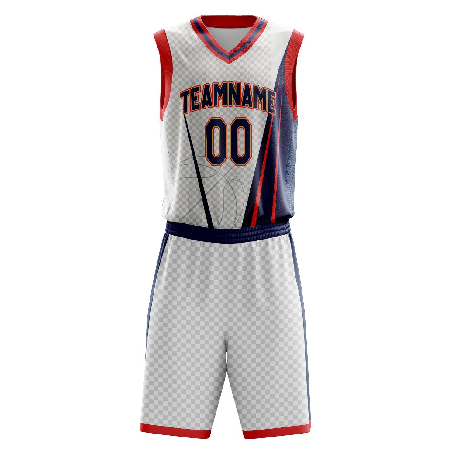 Custom Professional White Navy Blue Basketball Jersey Set