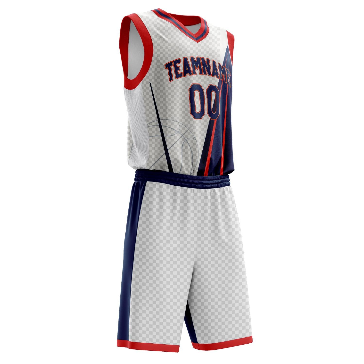 Custom Professional White Navy Blue Basketball Jersey Set