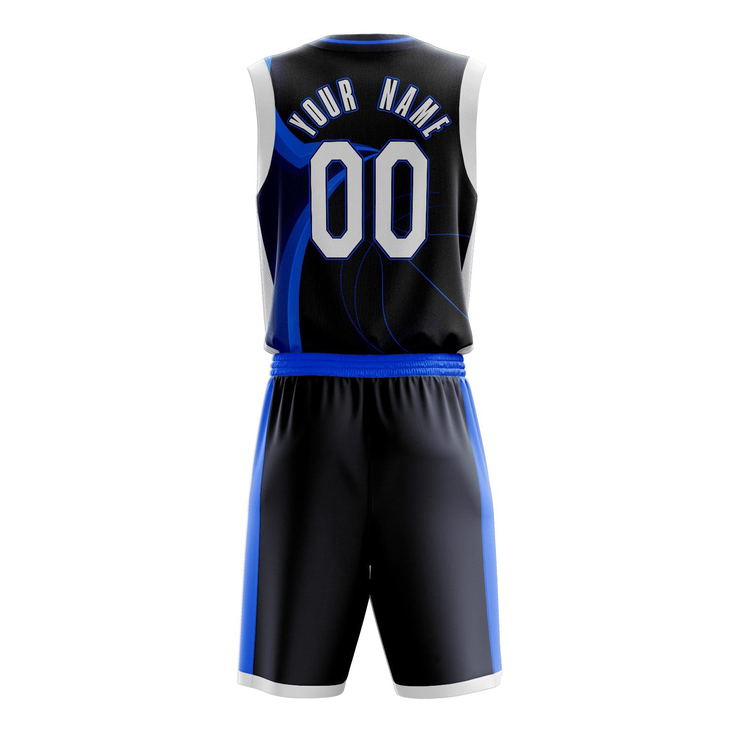 Benutzerdefiniertes Professionelles Marineblau Weiß Basketballtrikot-Set