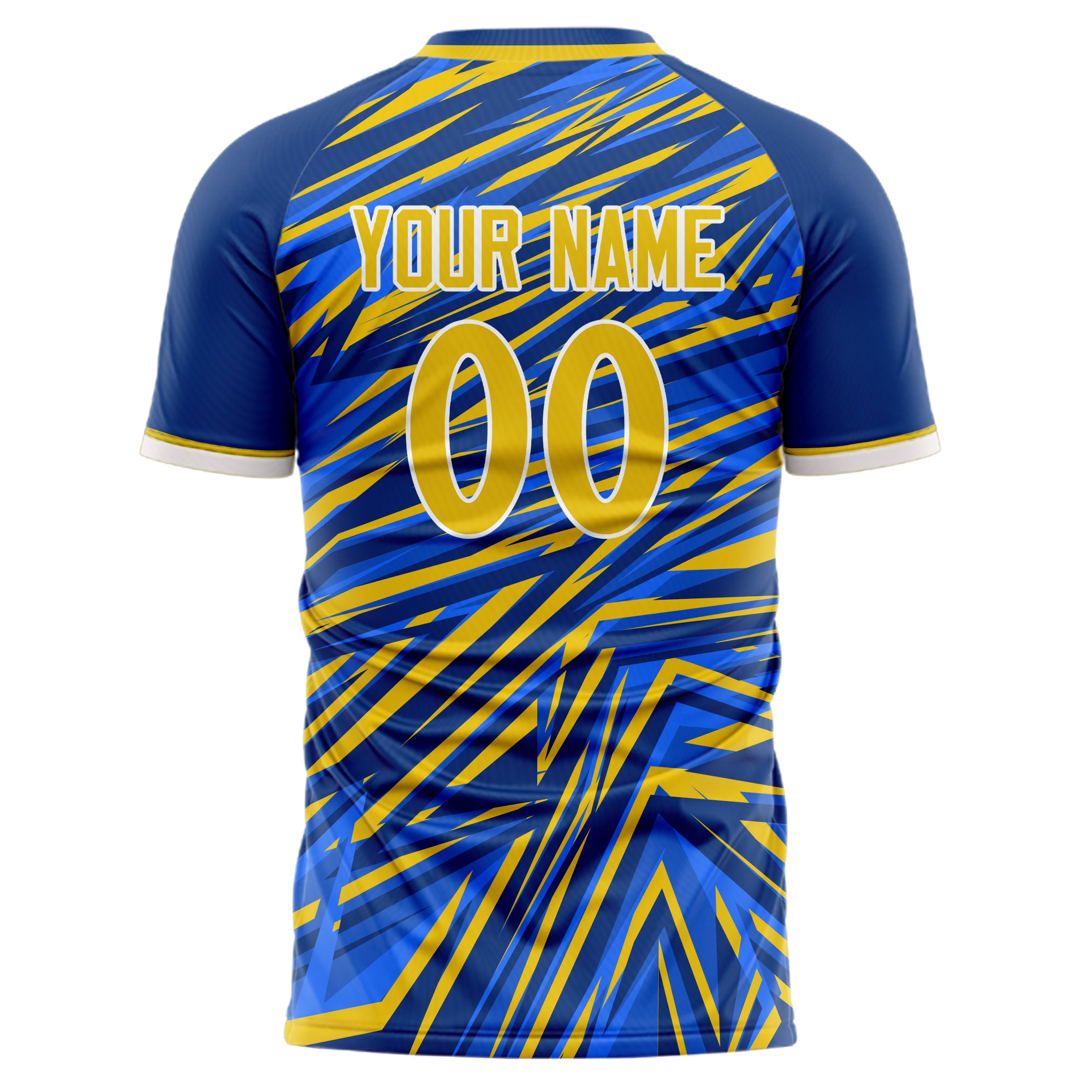 Custom Professional Blue Gold Lightning Soccer Jersey
