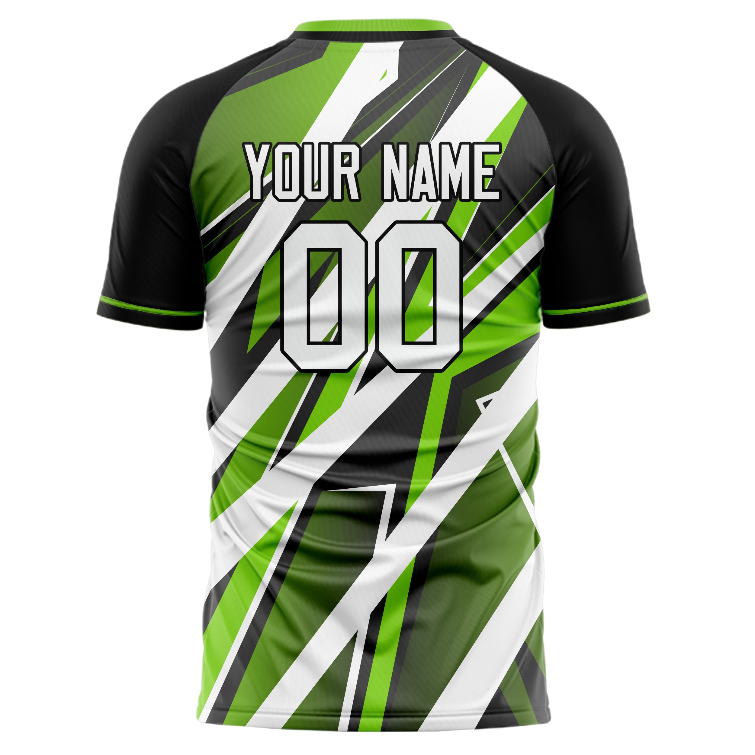 Custom Professional White Green Zigzag Soccer Jersey