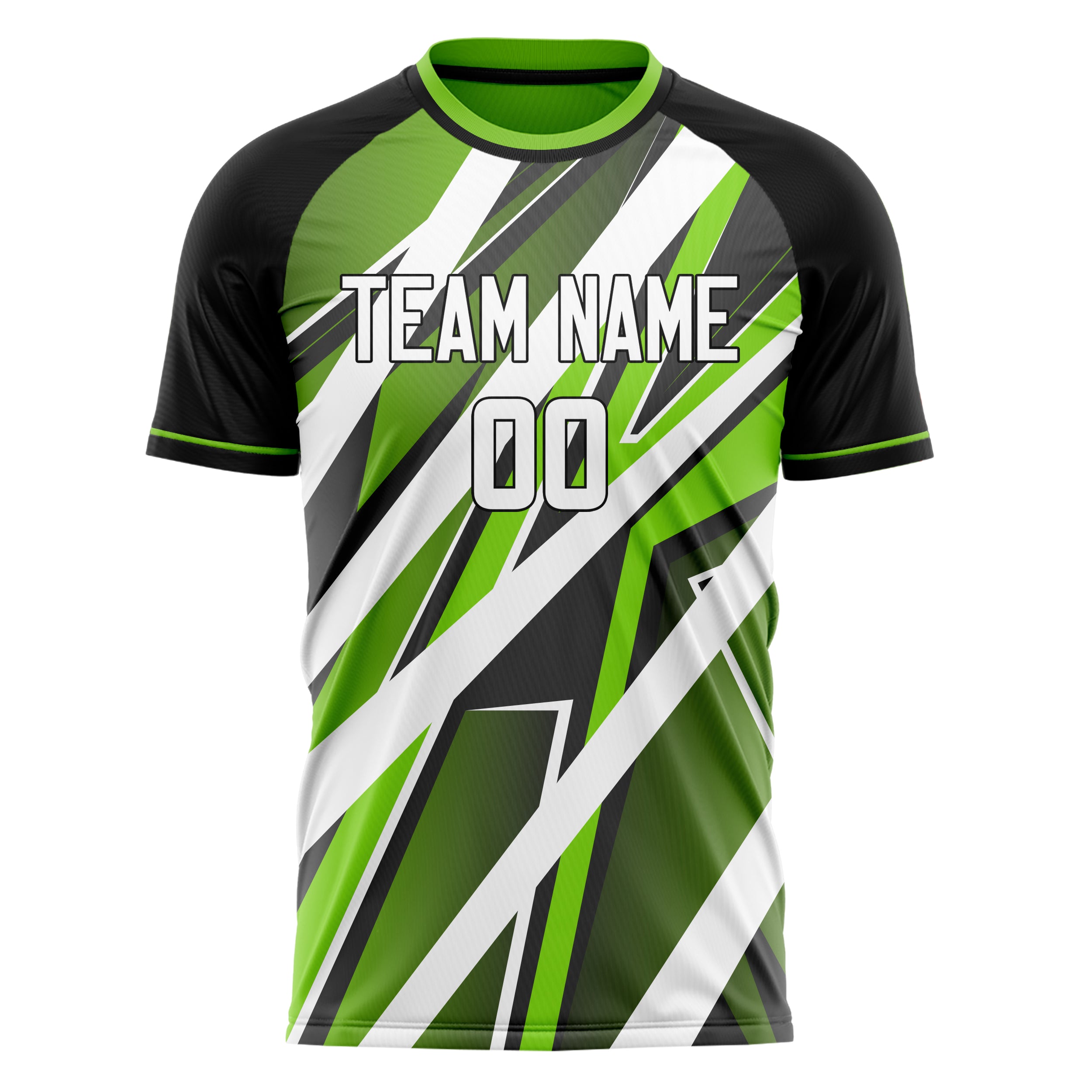 Custom Professional White Green Zigzag Soccer Jersey