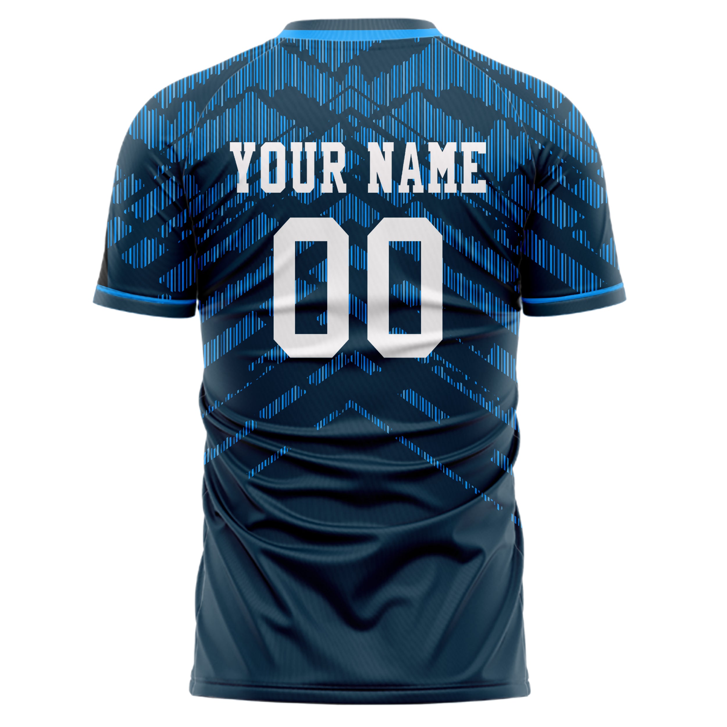 Custom Professional Navy Blue Geometric Lines Soccer Jersey