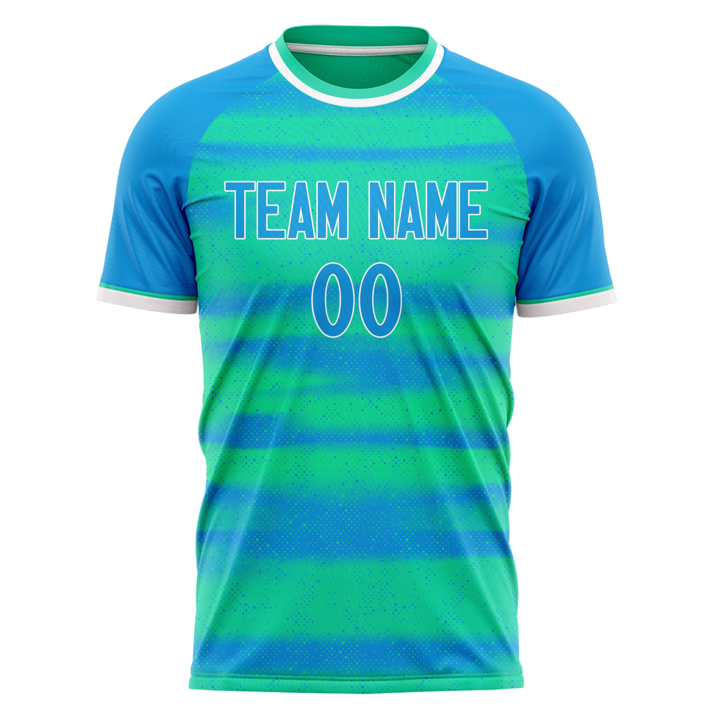 Custom Professional Blue Teal Stripes Soccer Jersey