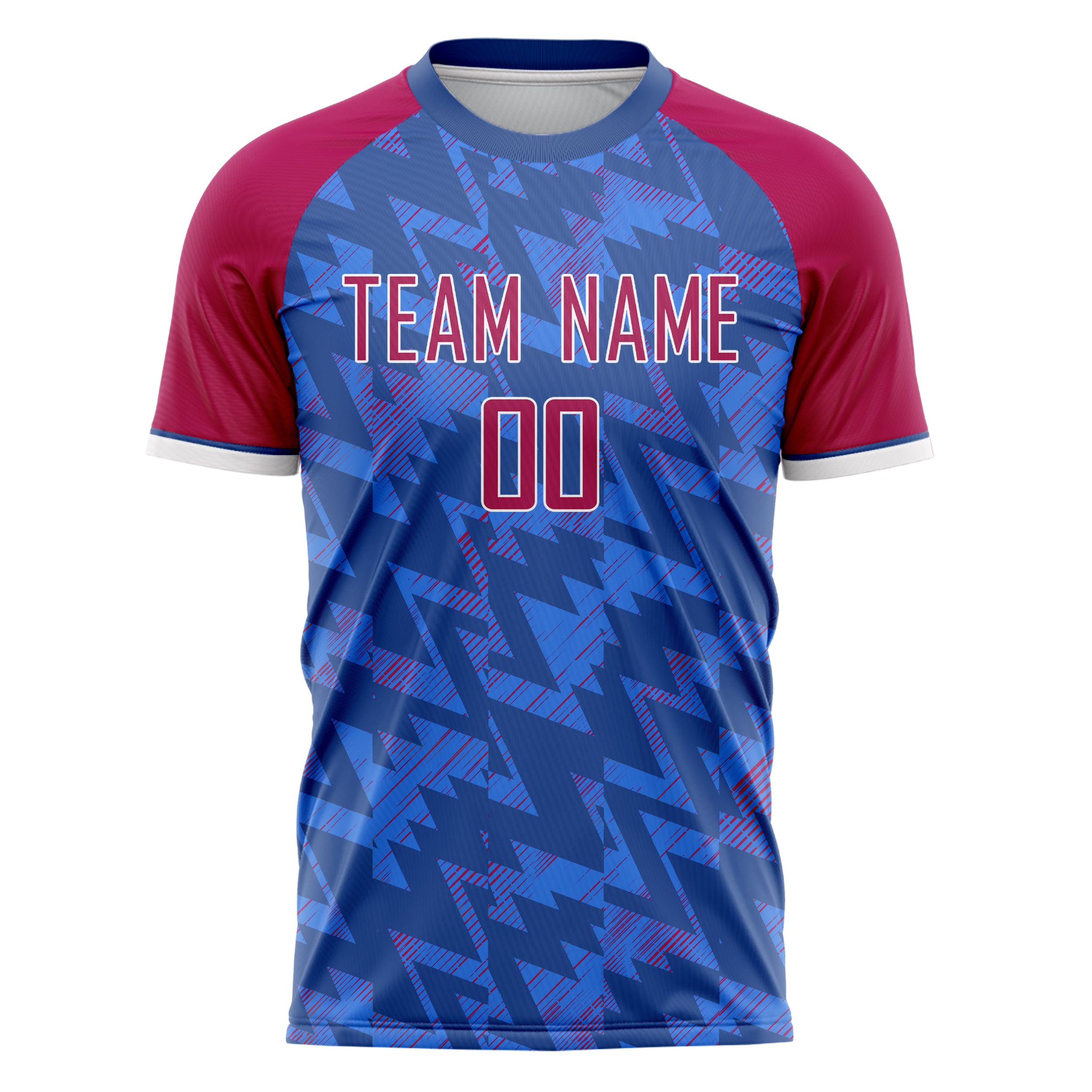 Custom Professional Blue Red Zigzag Soccer Jersey
