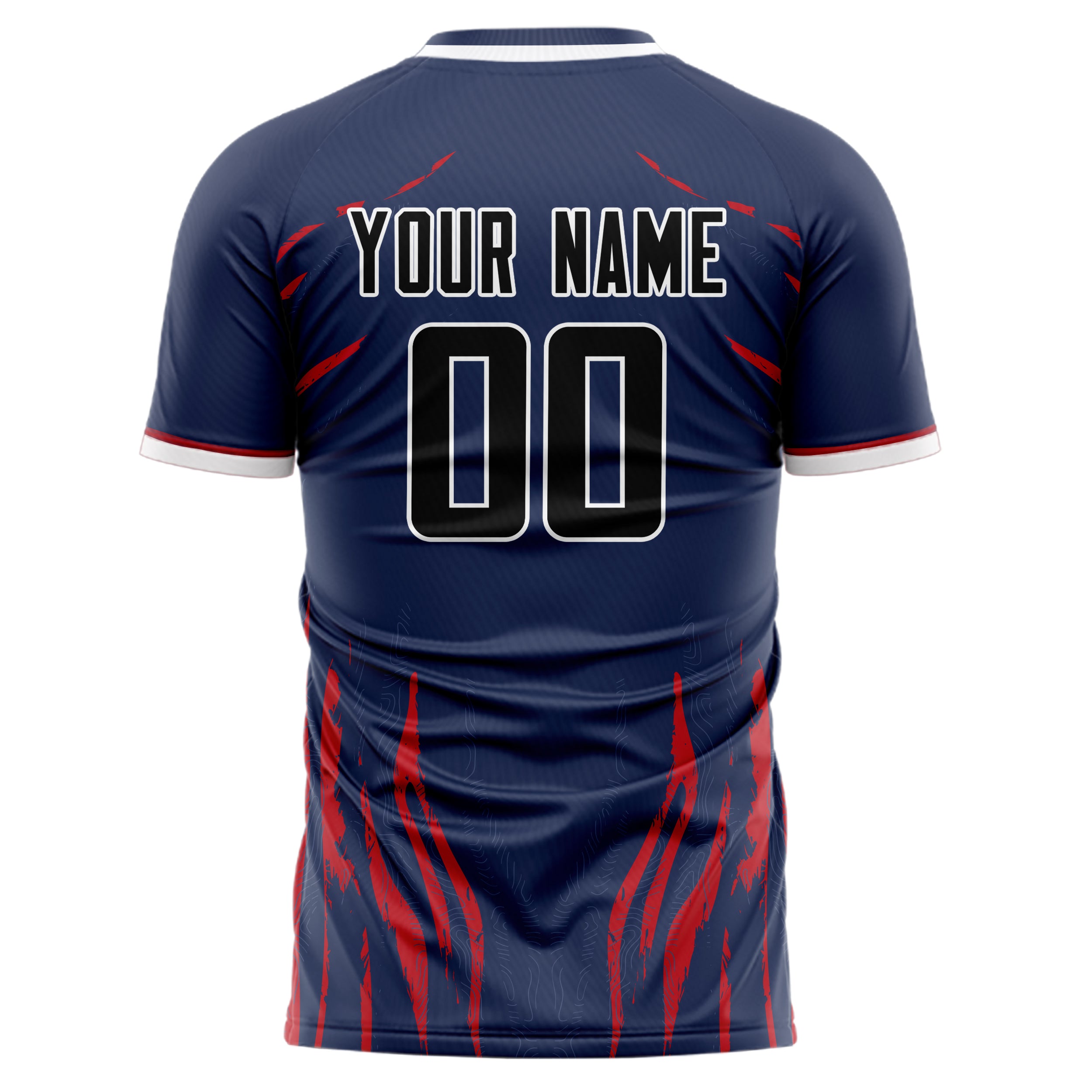 Custom Professional Navy Blue Black Flames Soccer Jersey
