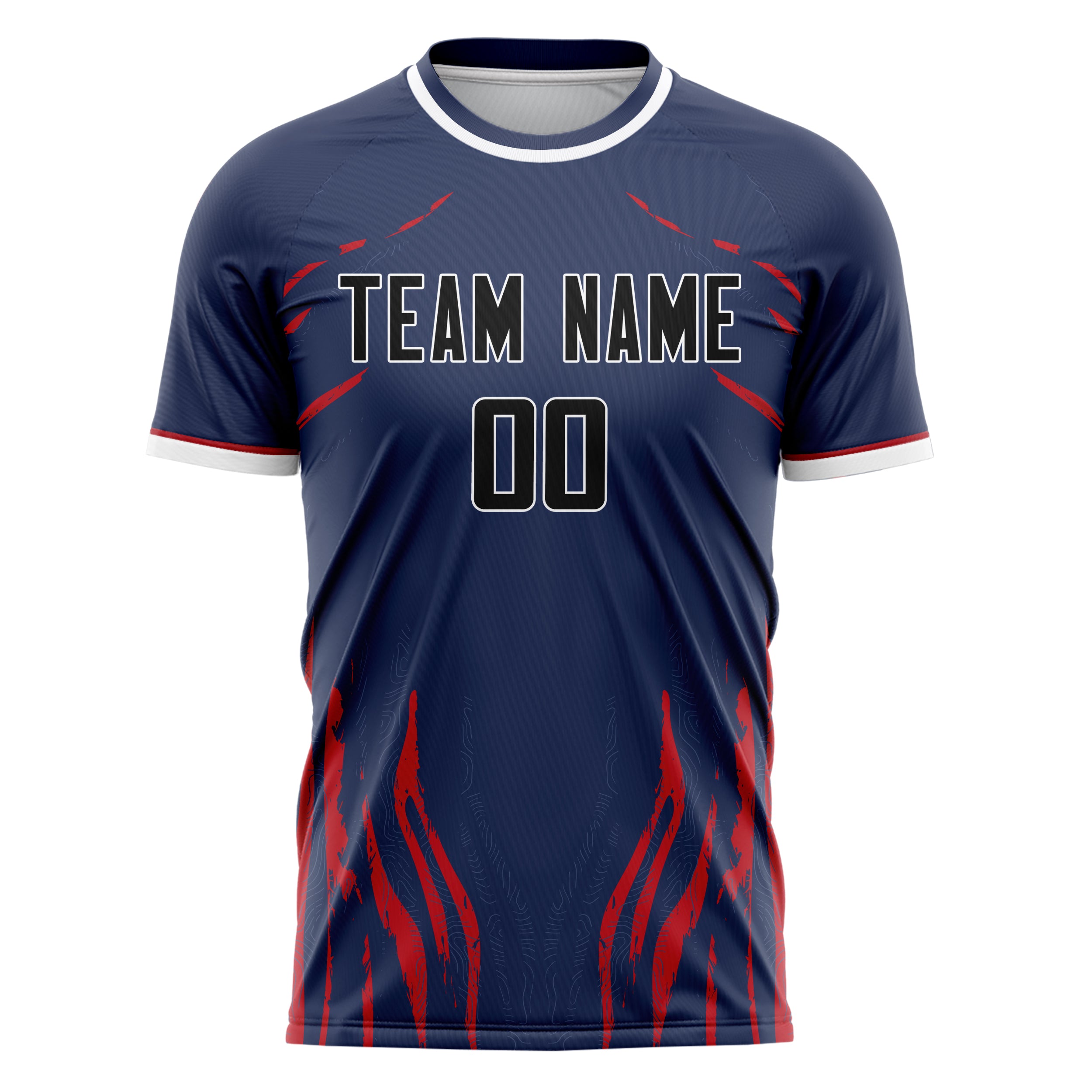 Custom Professional Navy Blue Black Flames Soccer Jersey