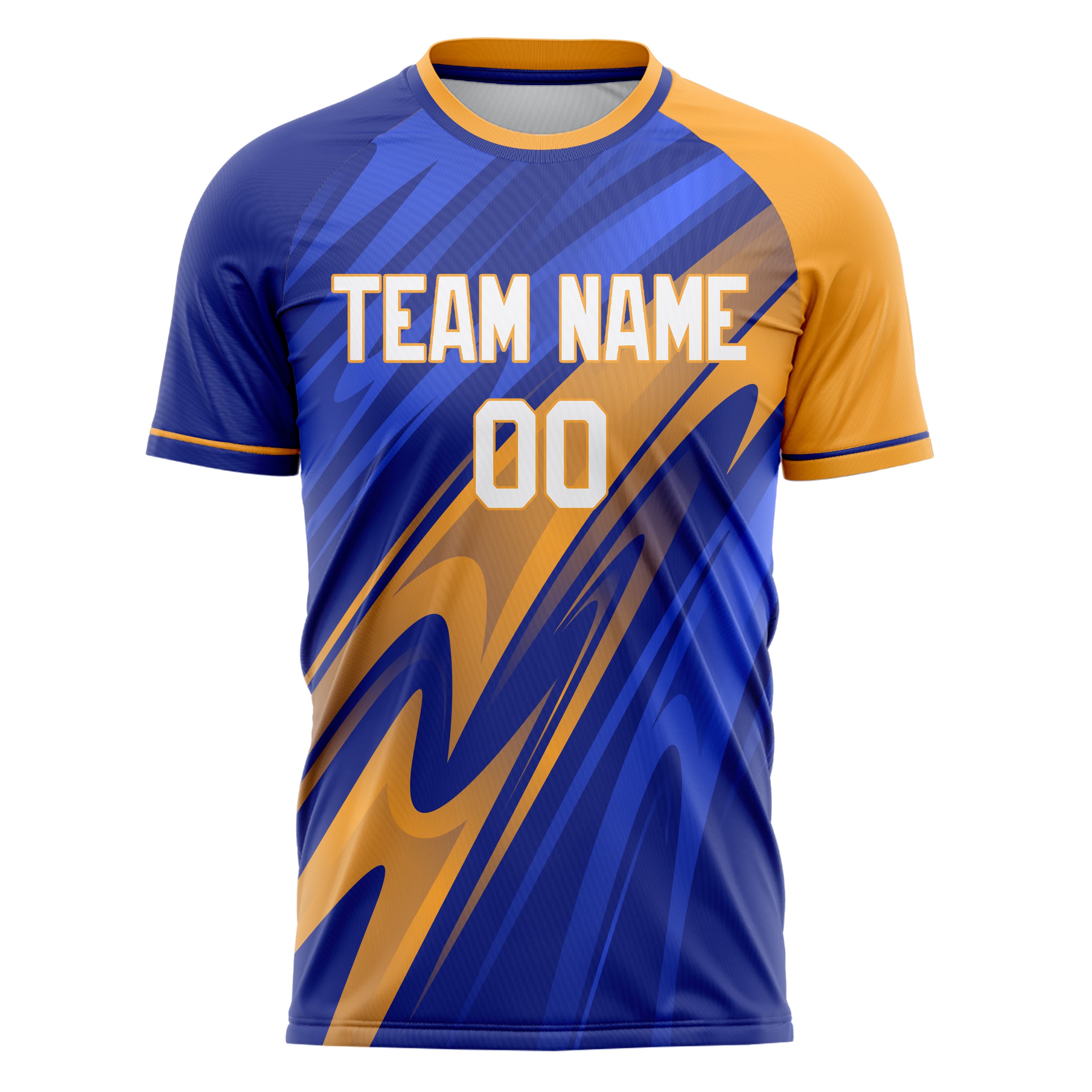 Custom Professional Blue Orange Waves Soccer Jersey