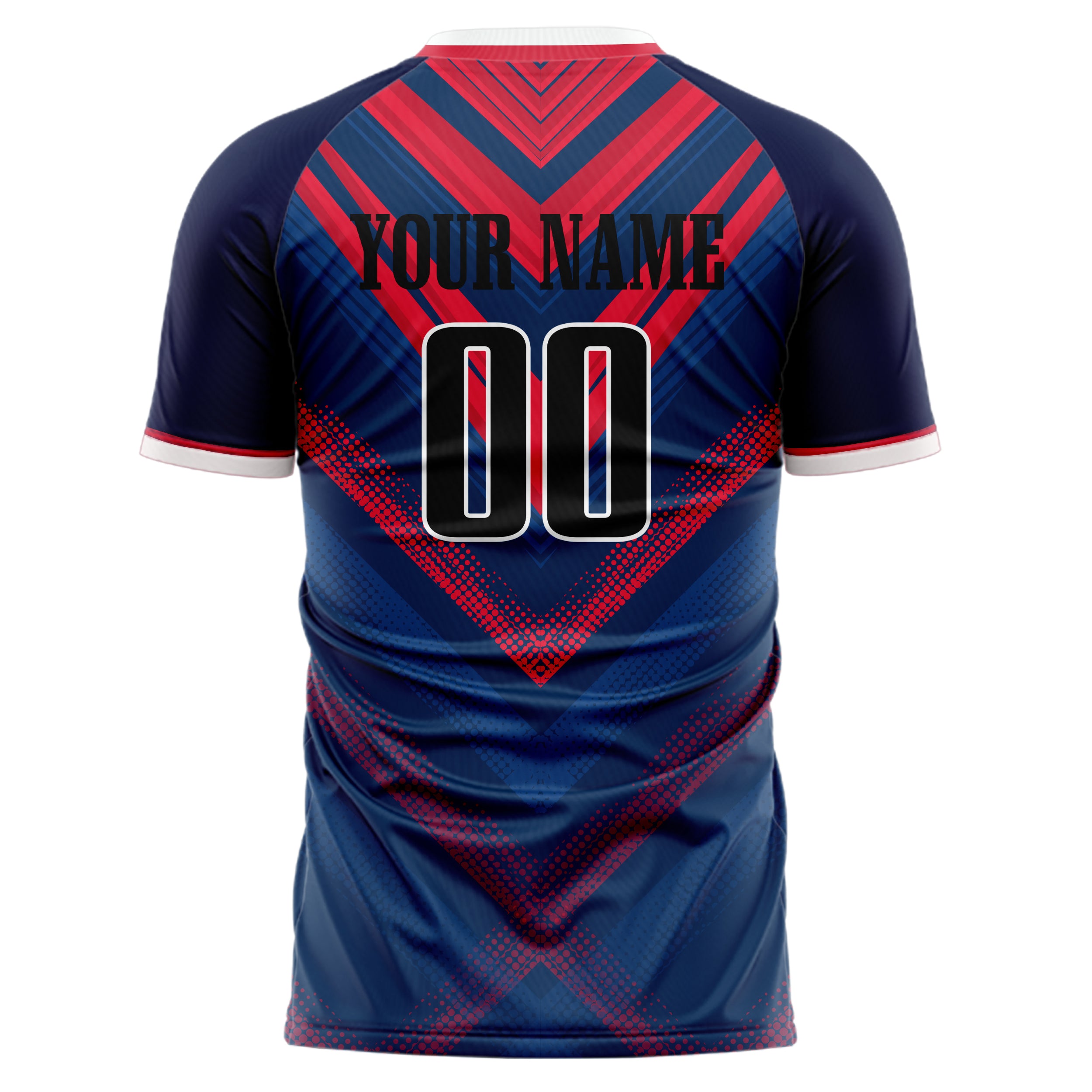 Custom Professional Navy Blue Red Triangle Soccer Jersey