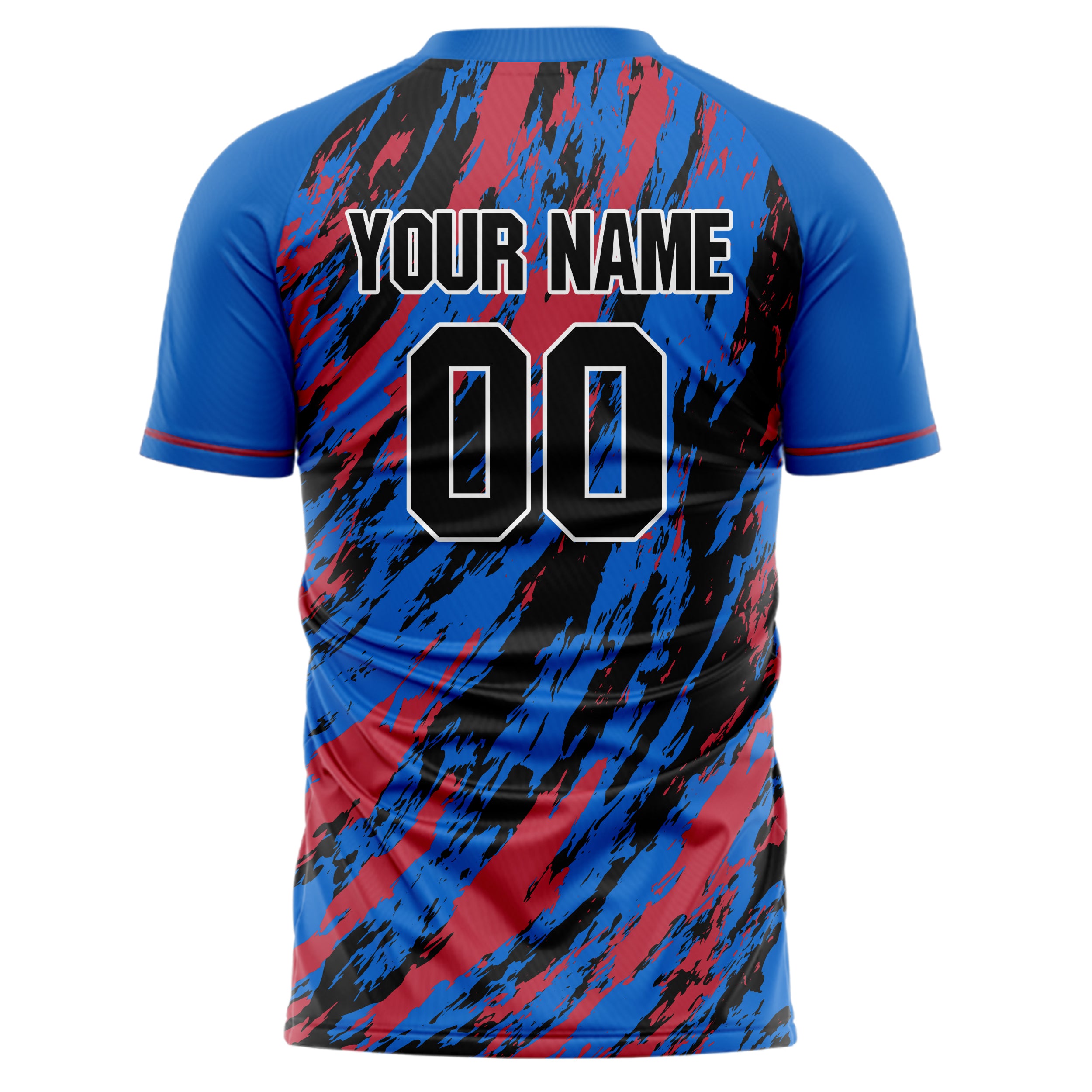 Custom Professional Blue Black Grid Lines Soccer Jersey