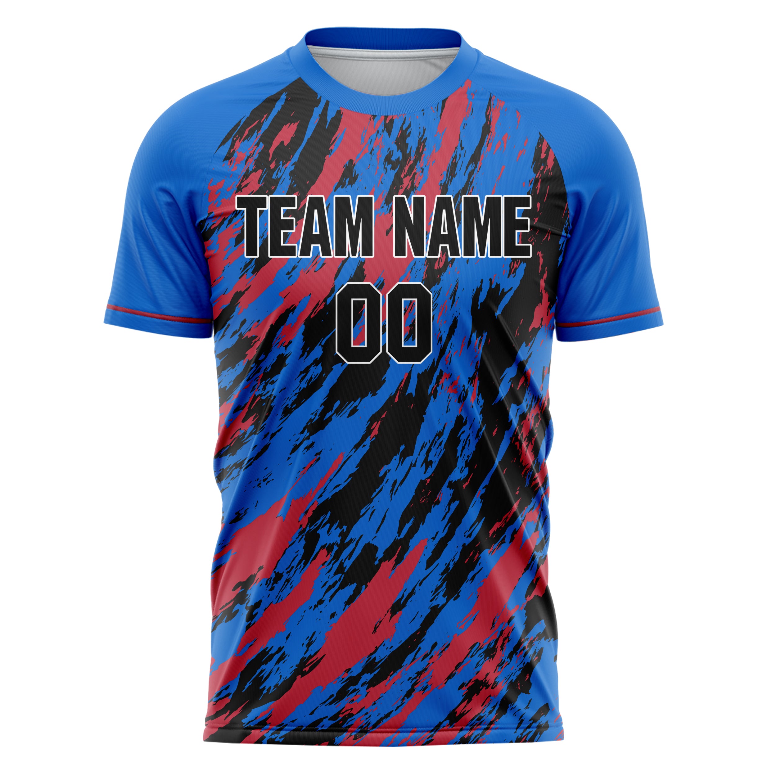 Custom Professional Blue Black Grid Lines Soccer Jersey