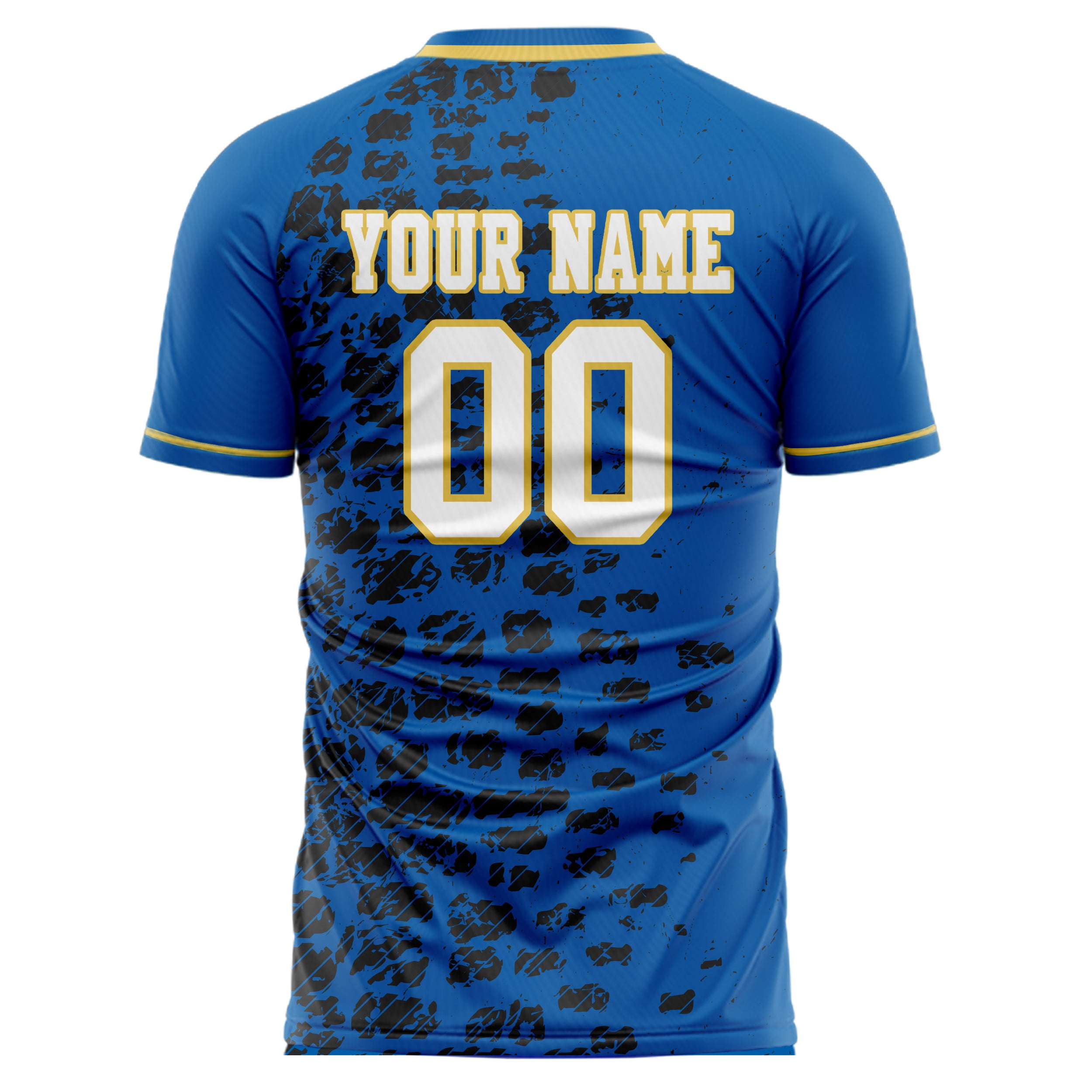 Custom Professional Blue Black Waves Soccer Jersey