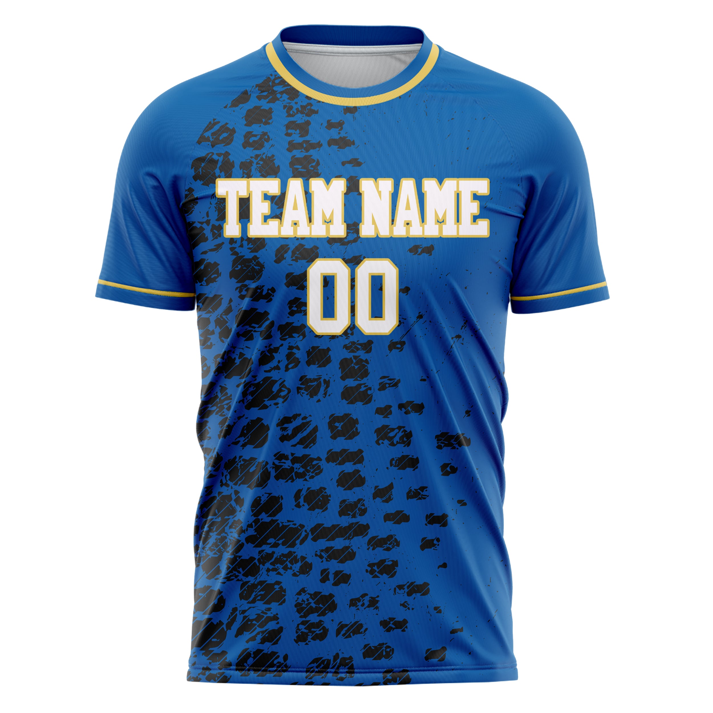 Custom Professional Blue Black Waves Soccer Jersey