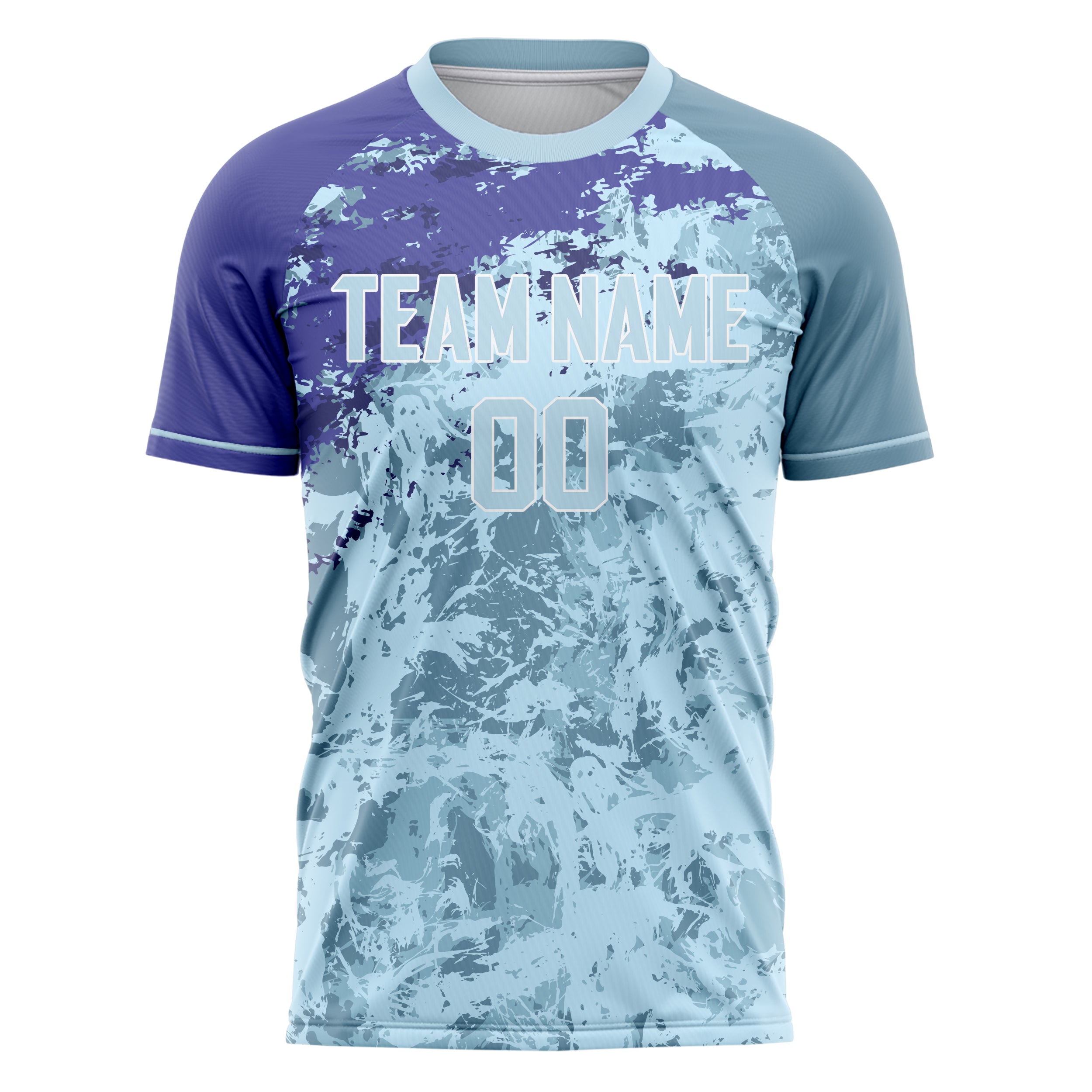 Custom Professional Light Blue Purple Splash Soccer Jersey