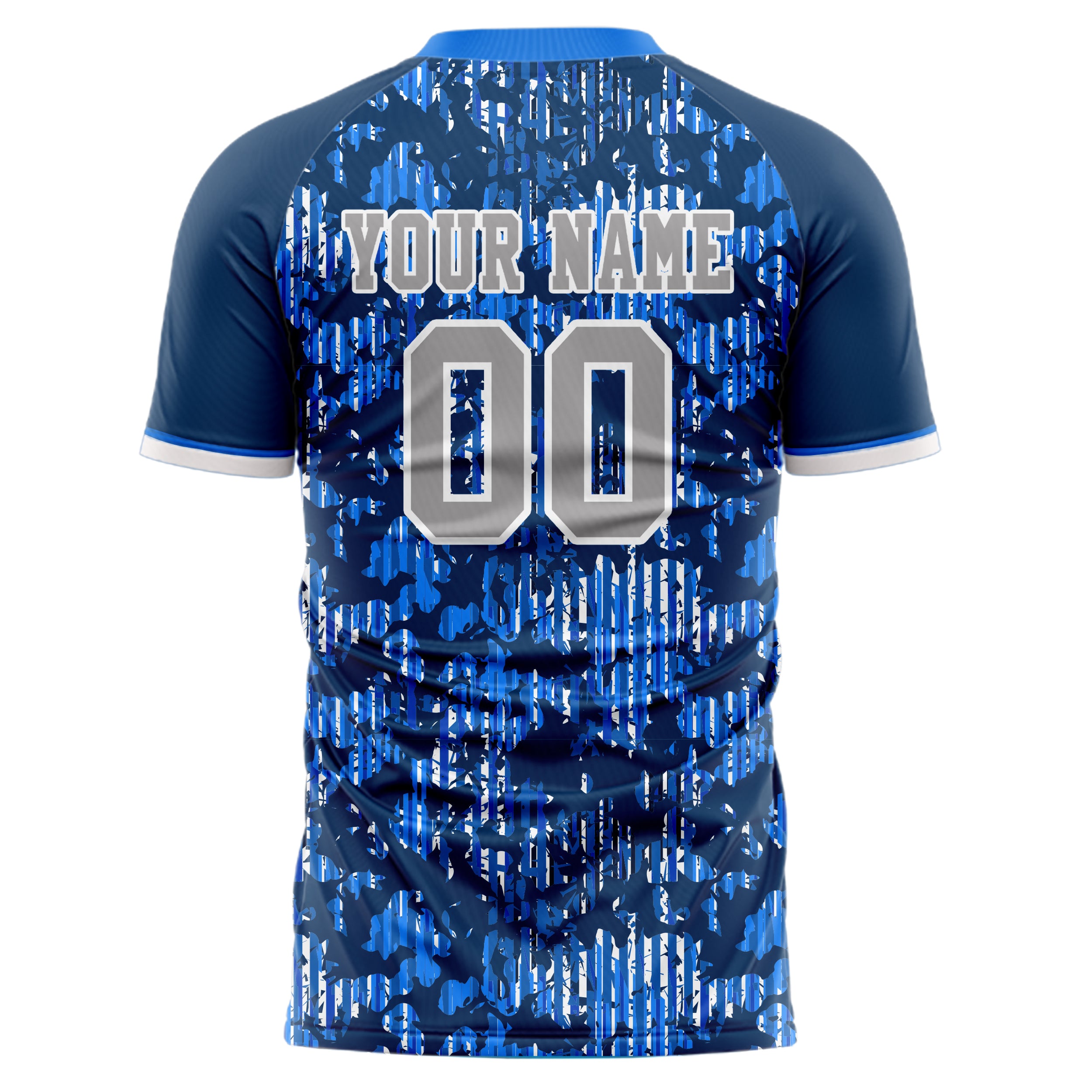 Custom Professional Navy Blue White Camo Soccer Jersey