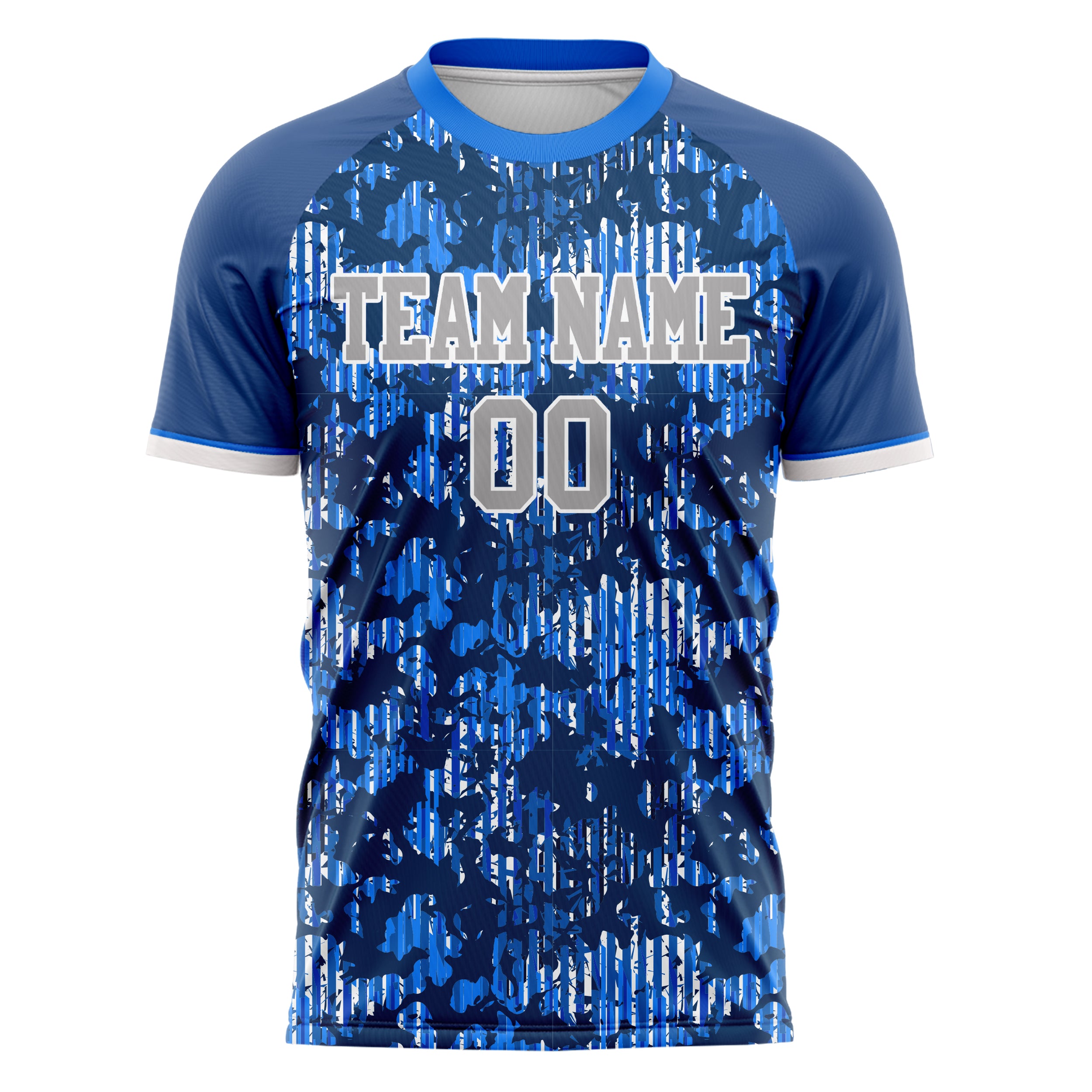 Custom Professional Navy Blue White Camo Soccer Jersey