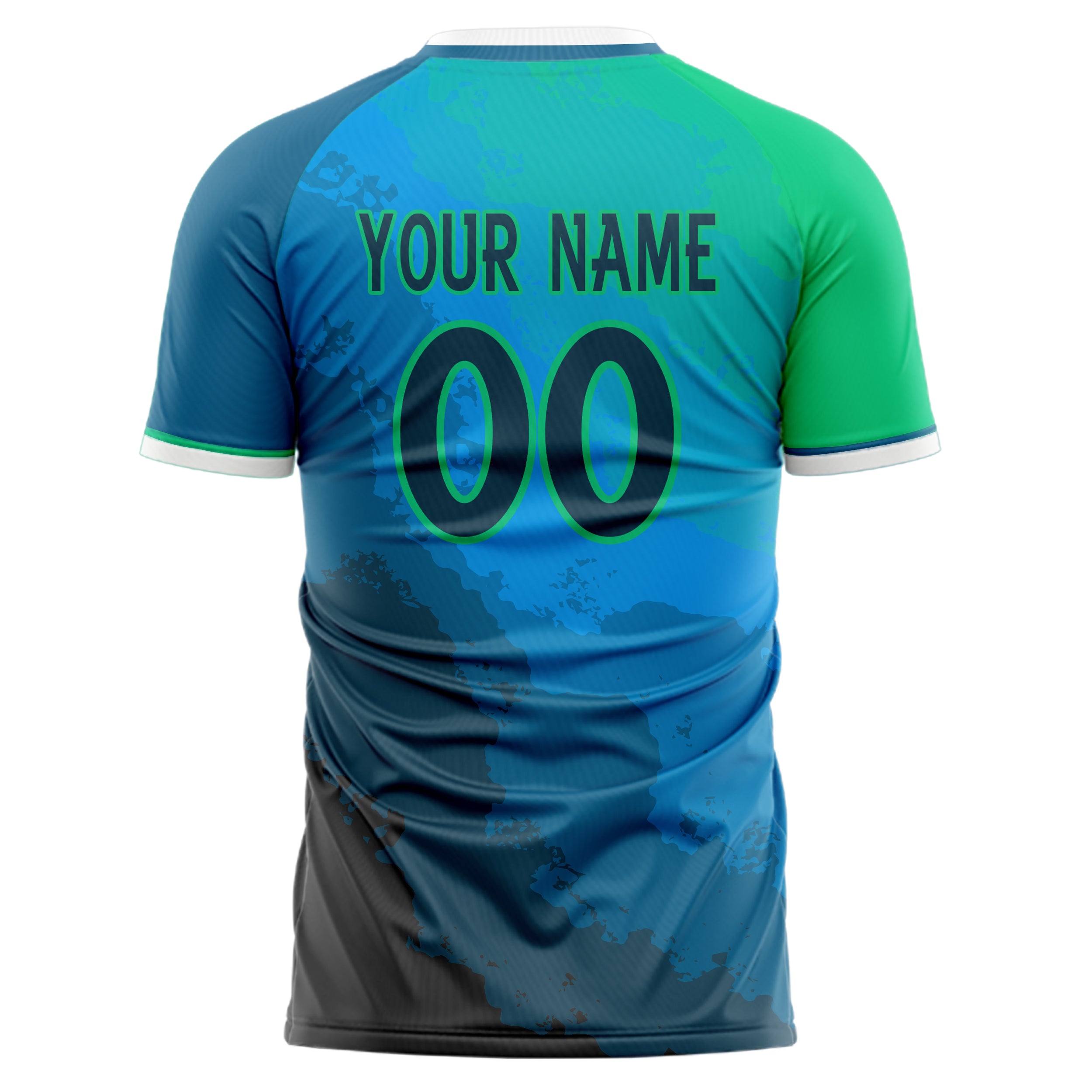 Custom Professional Blue Green Geometric Soccer Jersey