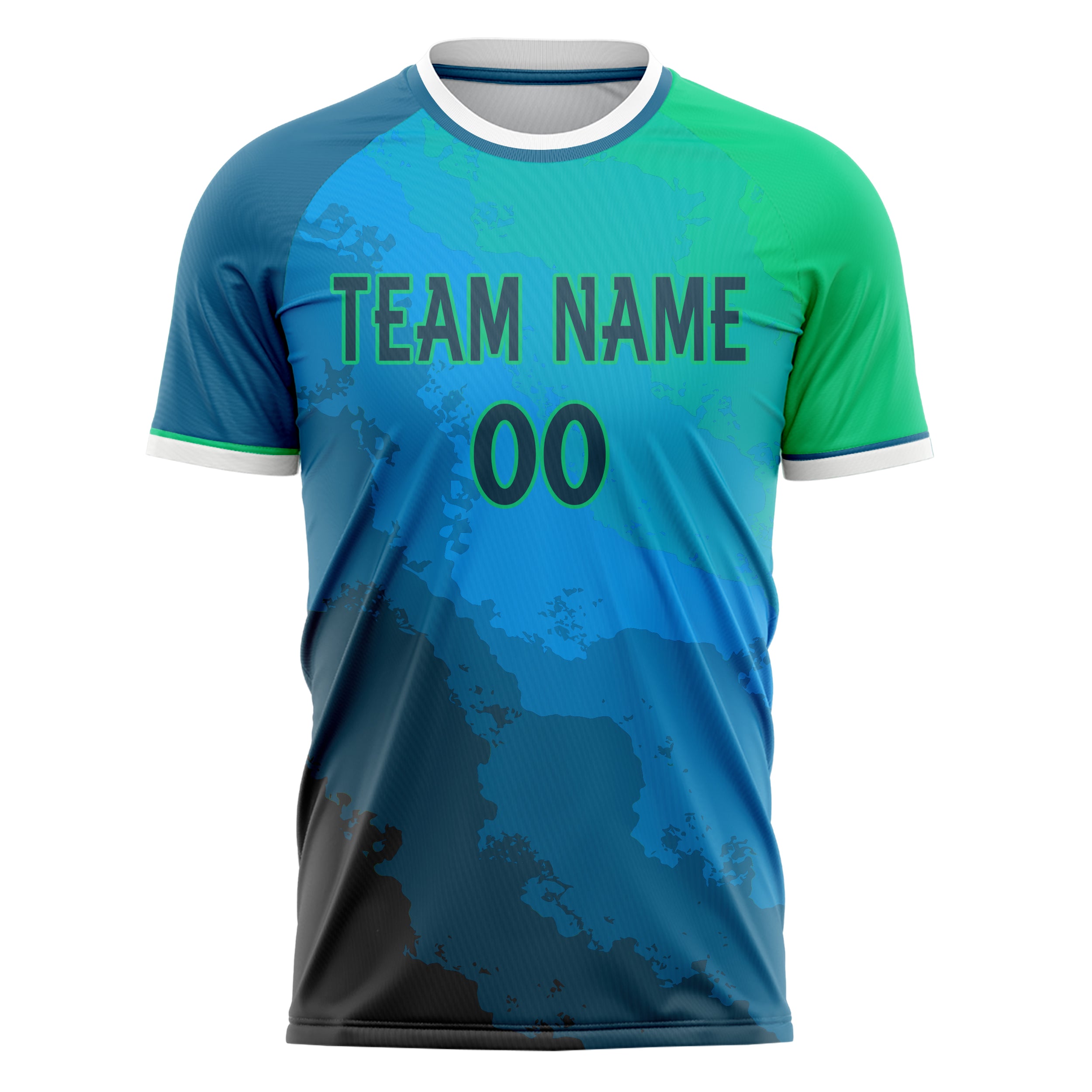 Custom Professional Blue Green Geometric Soccer Jersey