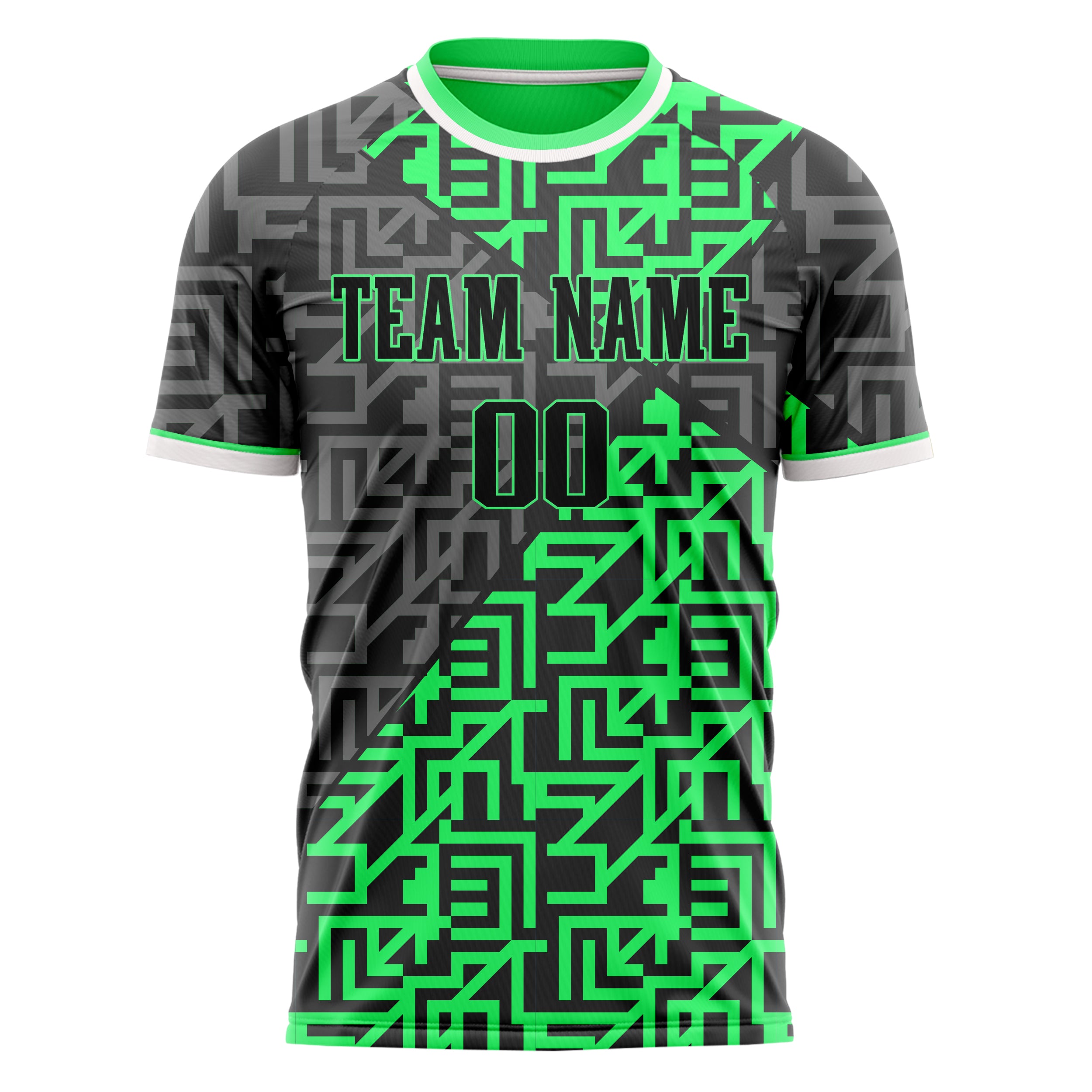 Custom Professional Neon Green Grey Labyrinth Soccer Jersey