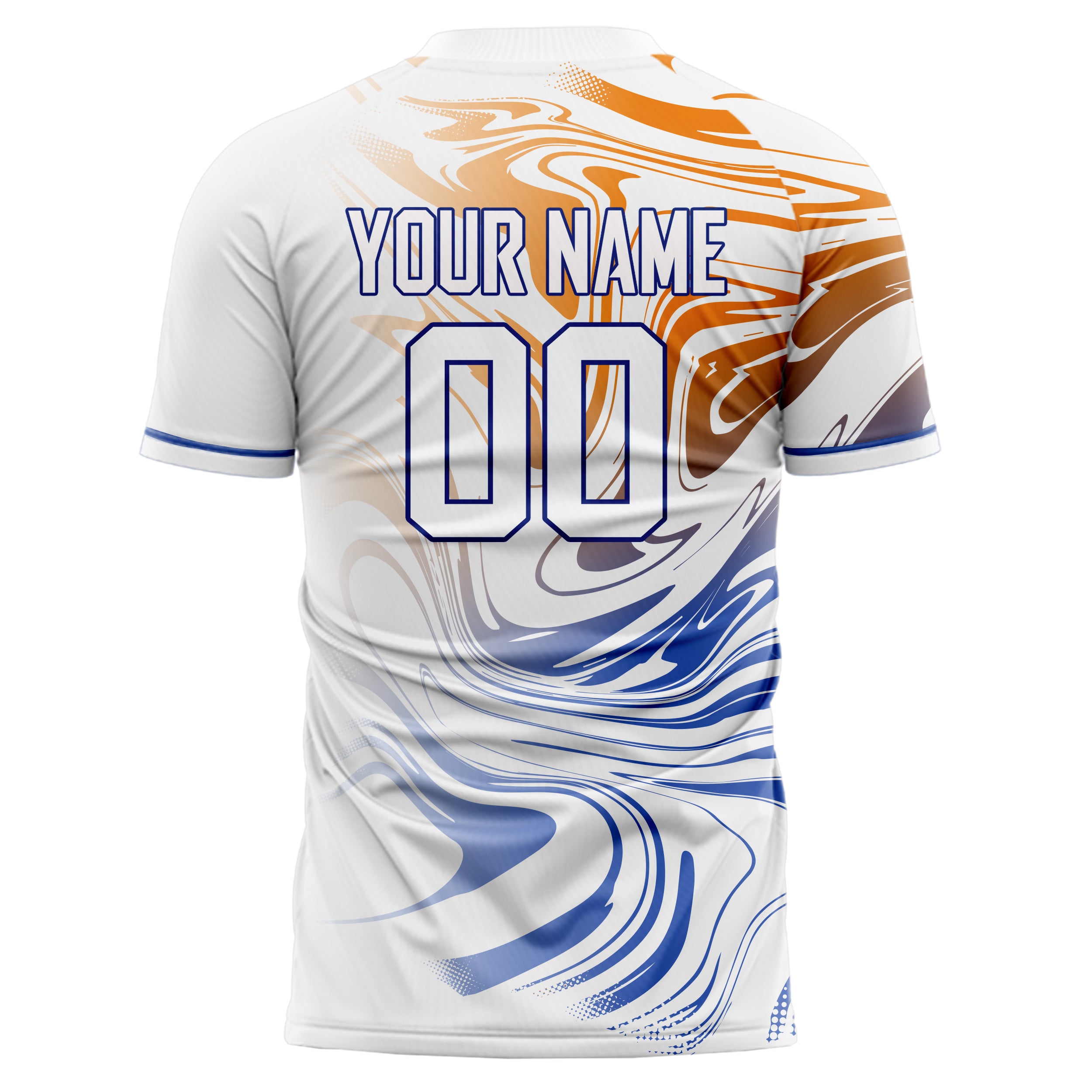 Custom Professional White Blue Waves Soccer Jersey