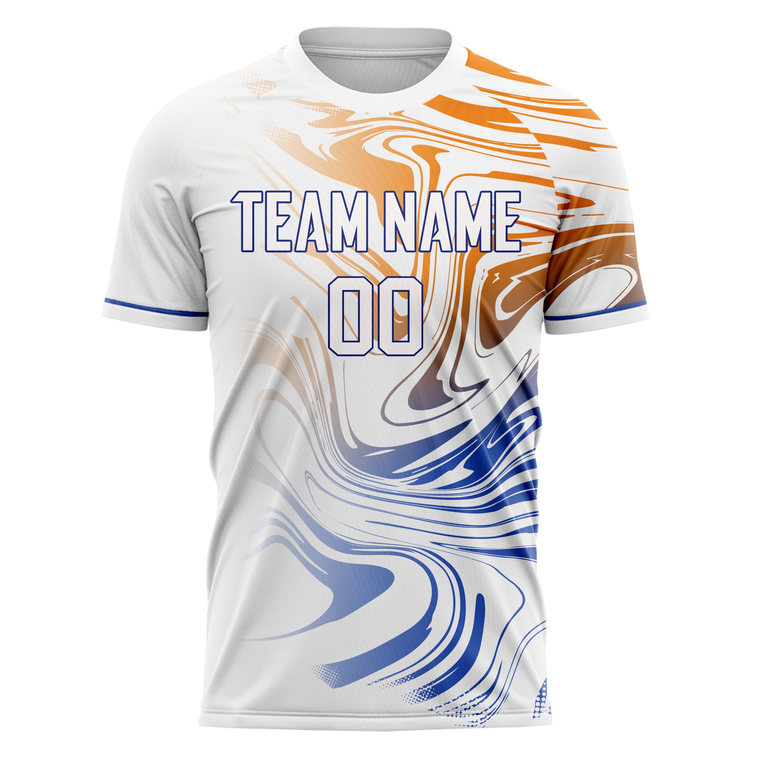 Custom Professional White Blue Waves Soccer Jersey