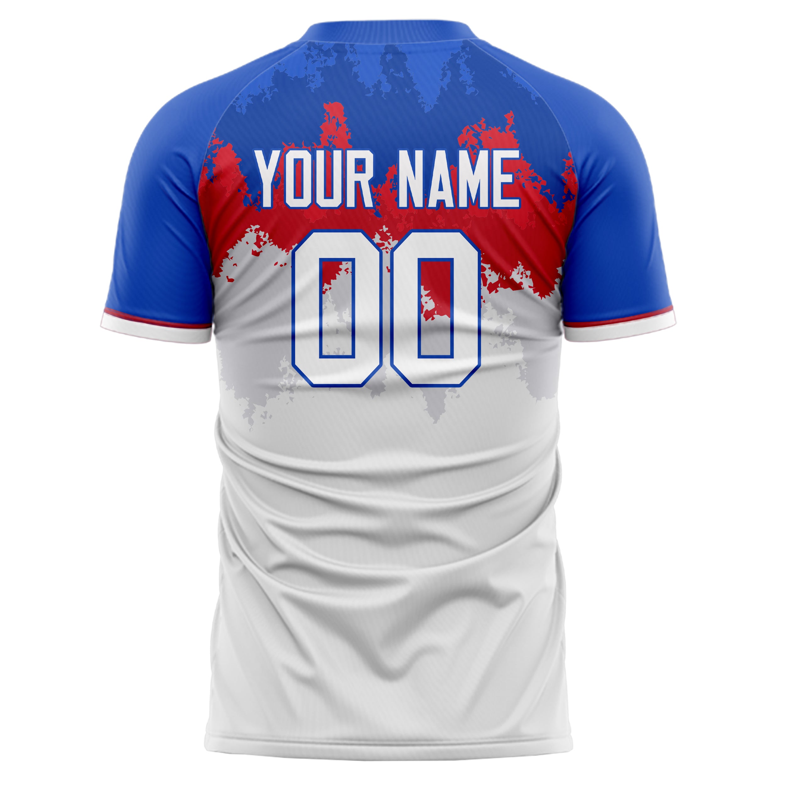 Custom Professional White Blue Splatter Soccer Jersey