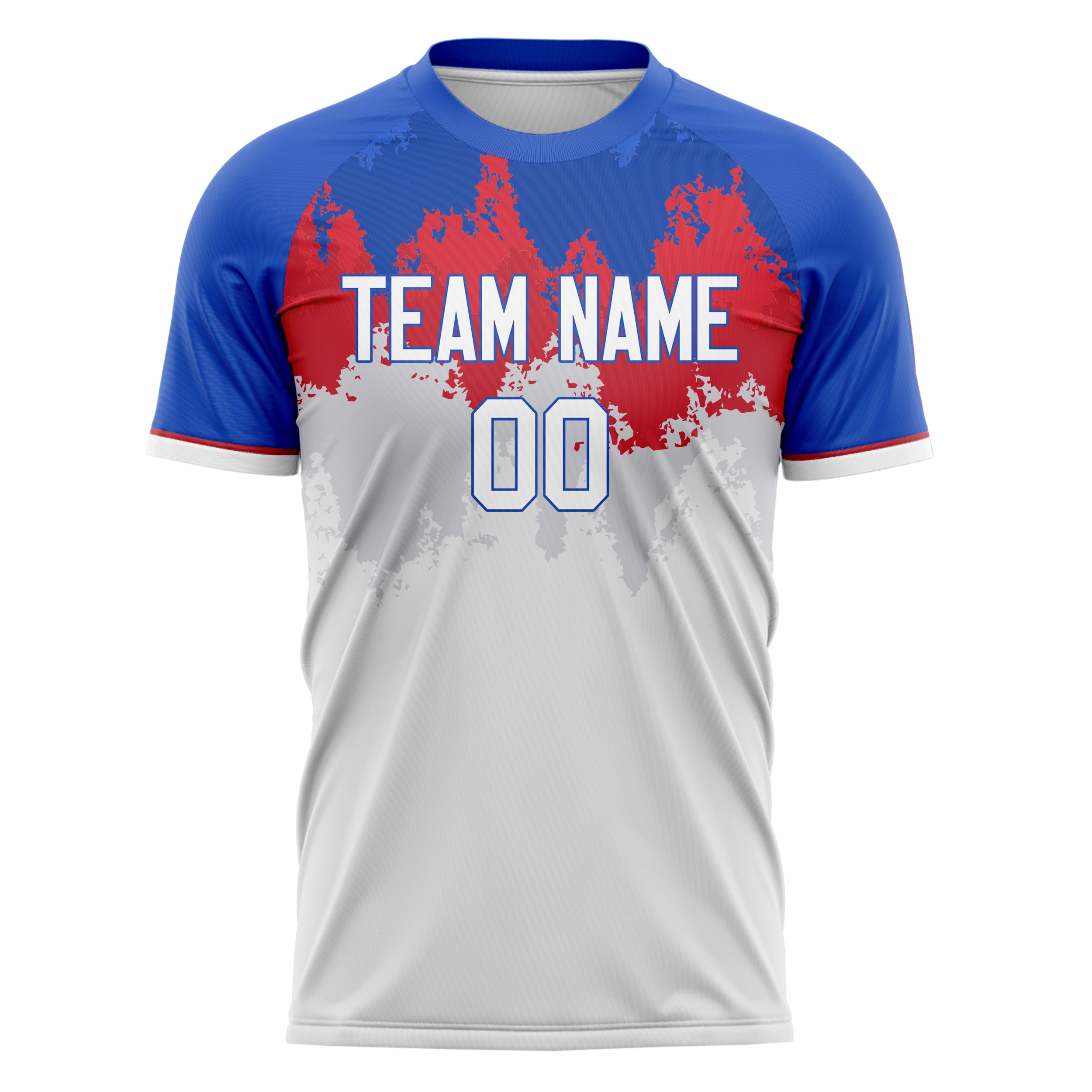 Custom Professional White Blue Splatter Soccer Jersey