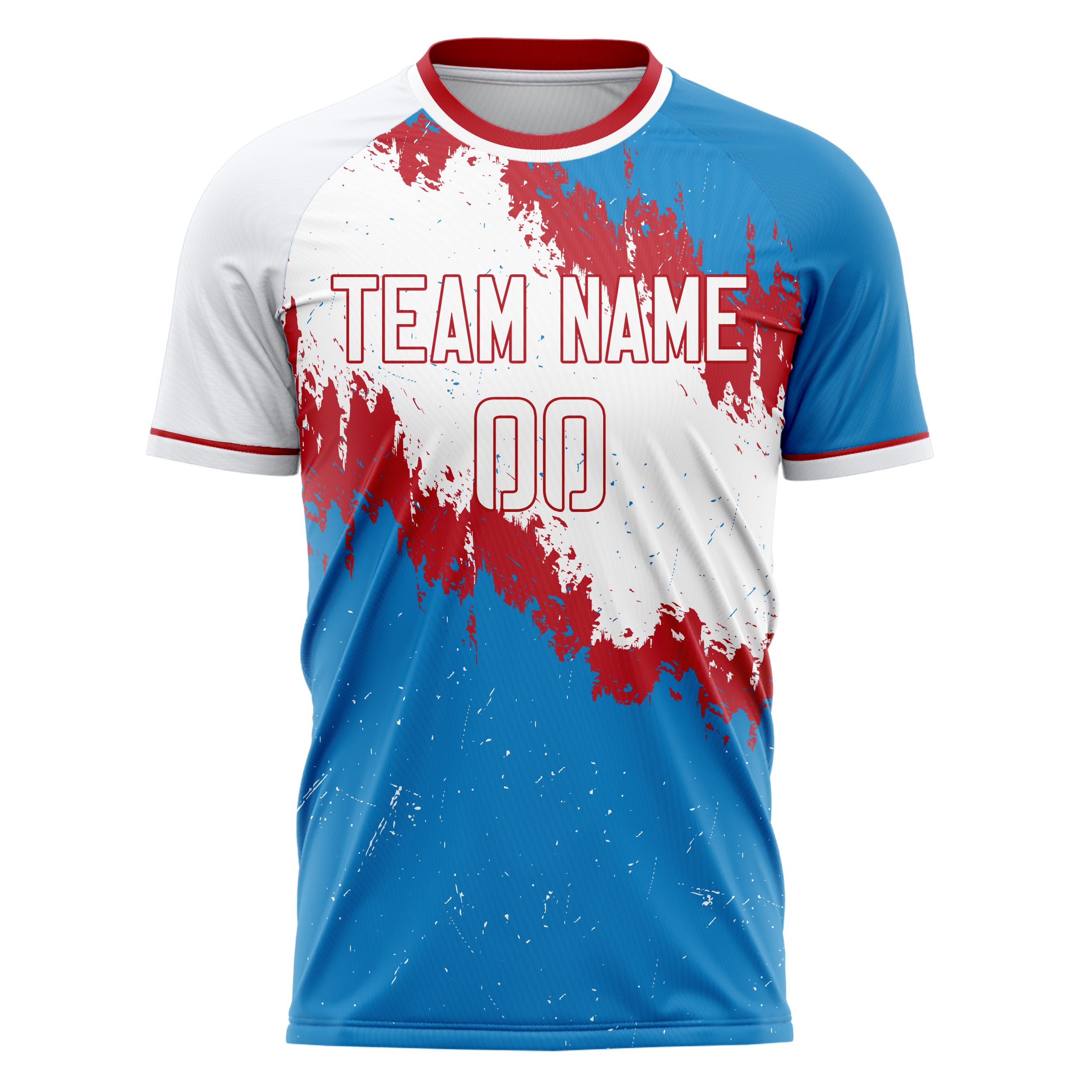 Custom Professional Blue White Splatter Soccer Jersey