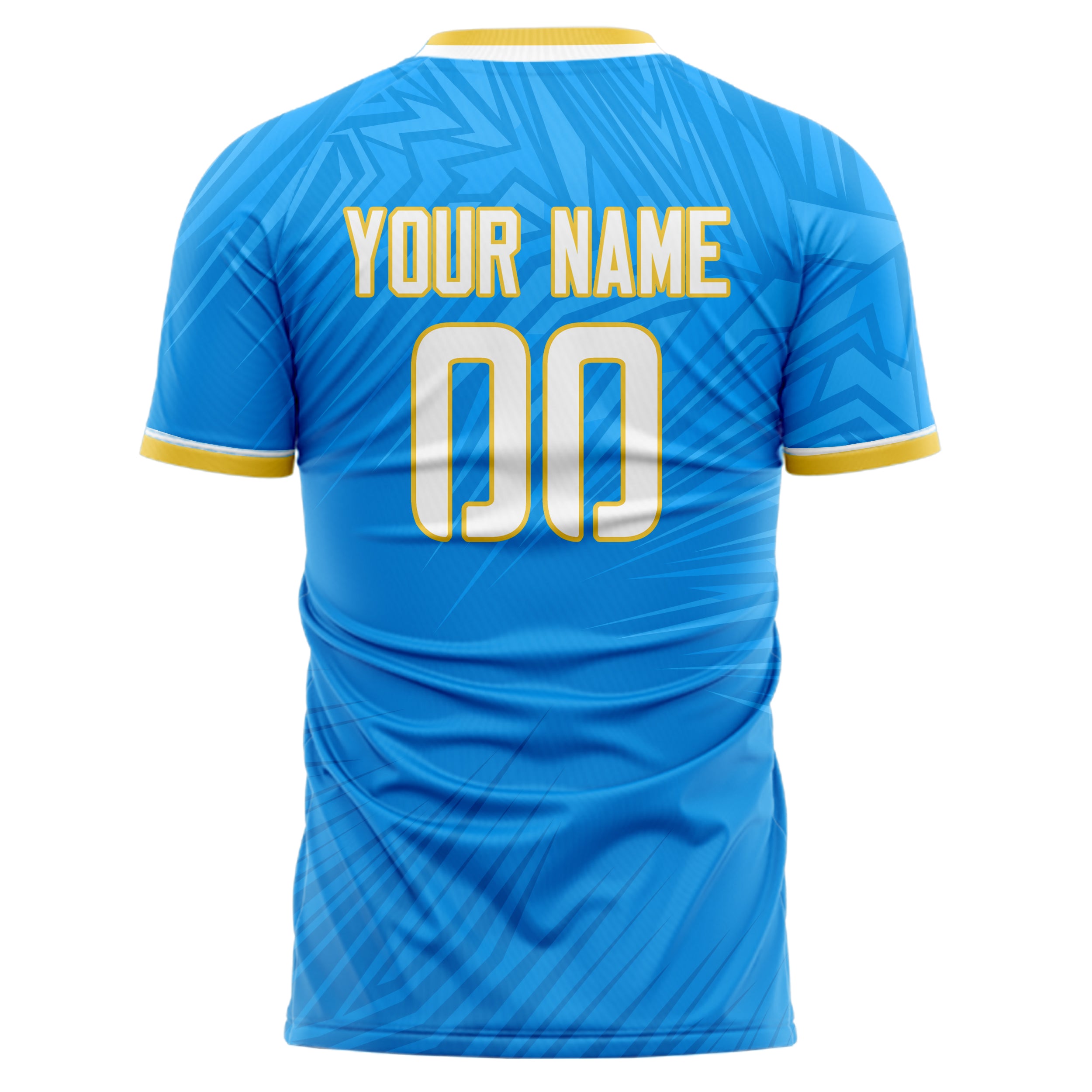 Custom Professional Blue Gold Lines Soccer Jersey