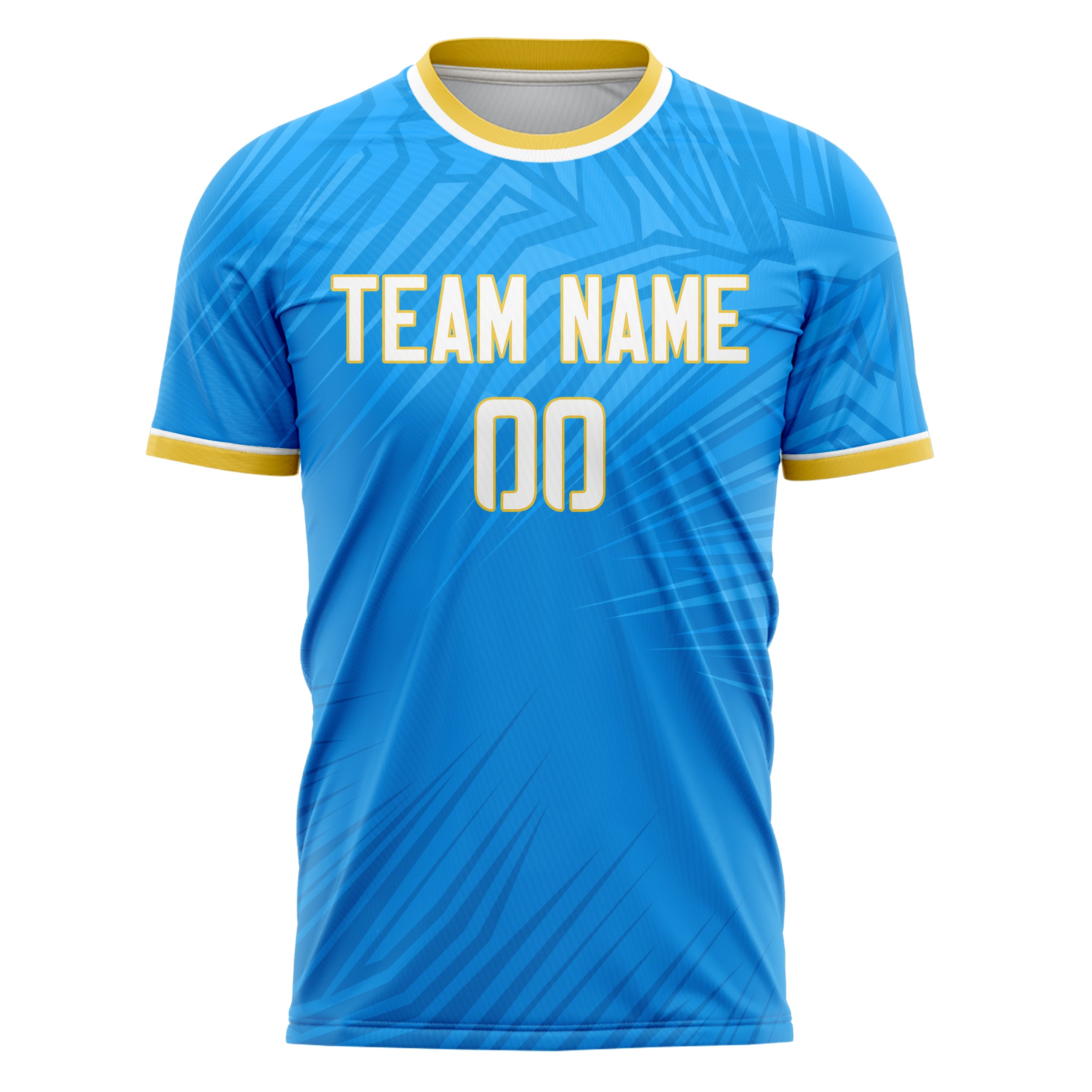 Custom Professional Blue Gold Lines Soccer Jersey